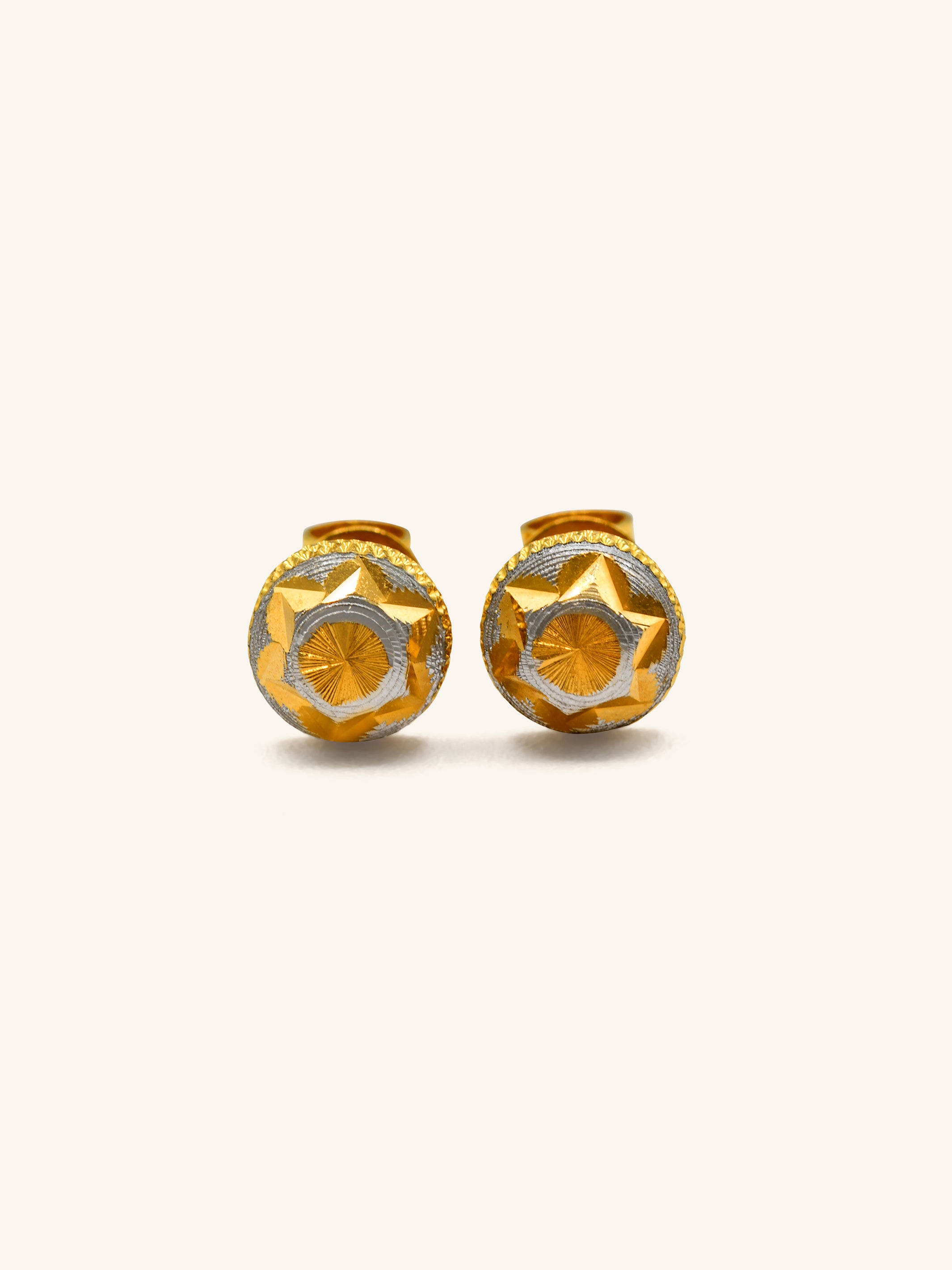 22ct Gold Two Tone Ball Stud Earrings