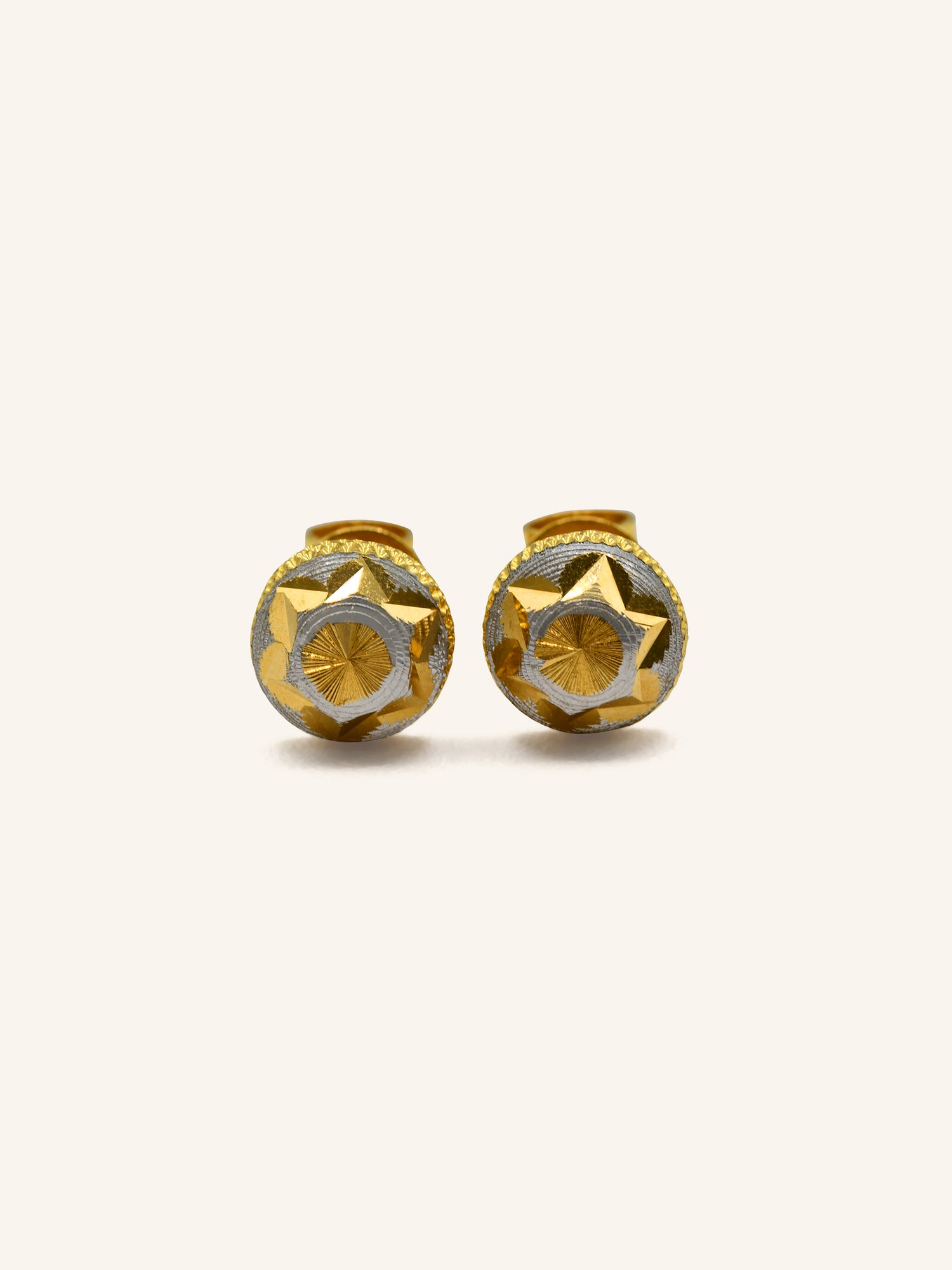 22ct Gold Two Tone Ball Stud Earrings 1.98 GMS - Roop Darshan
