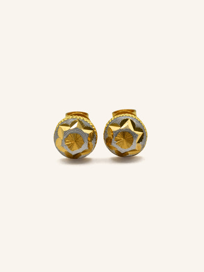 22ct Gold Two Tone Ball Stud Earrings 1.98 GMS - Roop Darshan