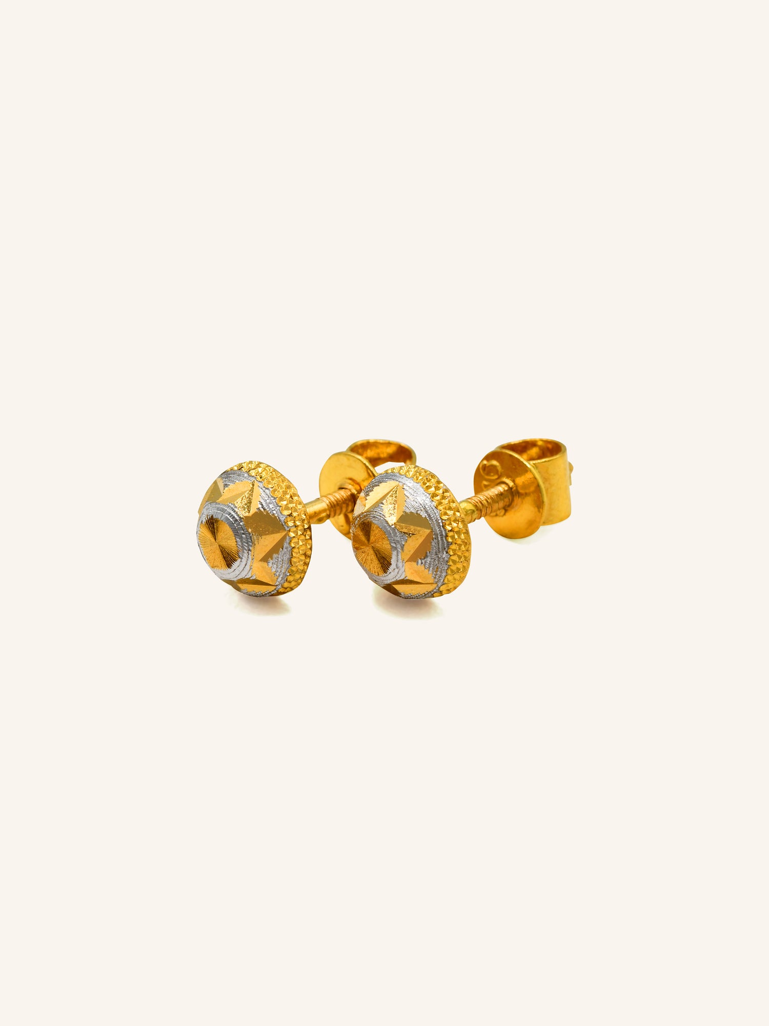22ct Gold Two Tone Ball Stud Earrings