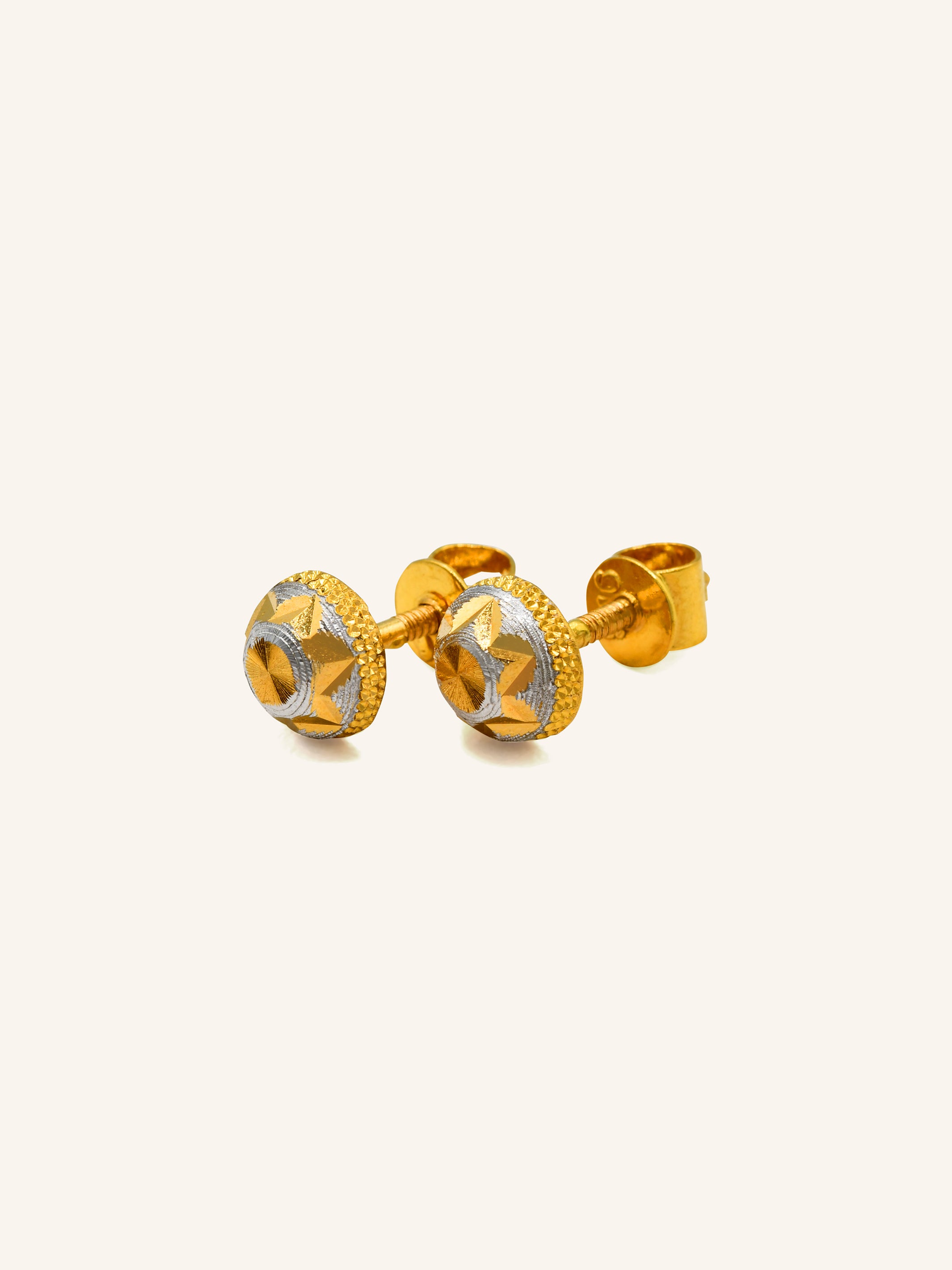 22ct Gold Two Tone Ball Stud Earrings