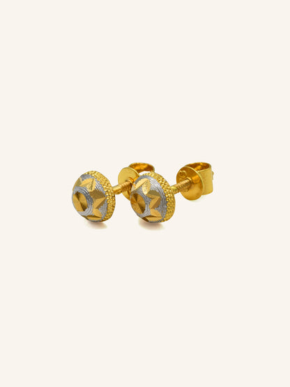 22ct Gold Two Tone Ball Stud Earrings 1.98 GMS - Roop Darshan