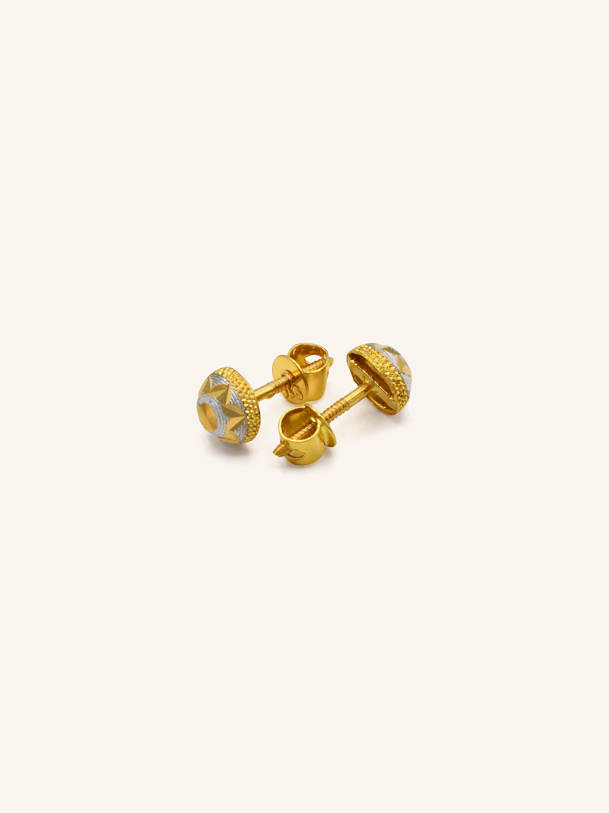 22ct Gold Two Tone Ball Stud Earrings 1.98 GMS - Roop Darshan