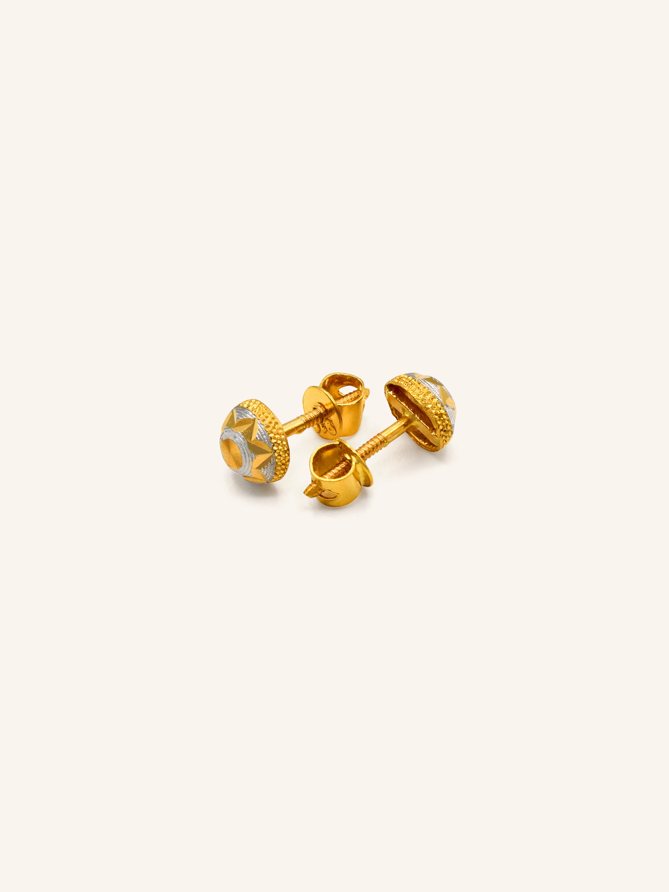 22ct Gold Two Tone Ball Stud Earrings