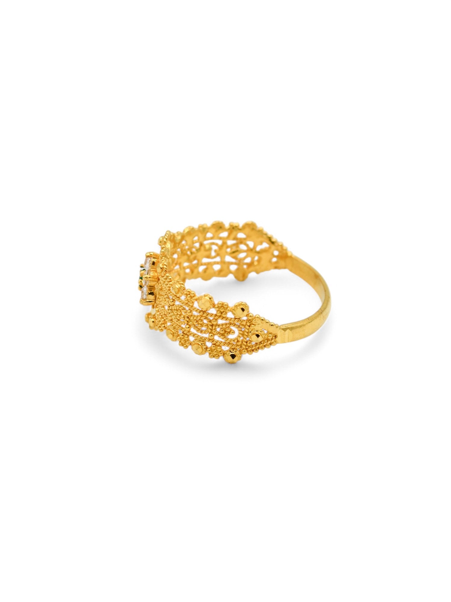 22ct Gold Green CZ Ladies Ring