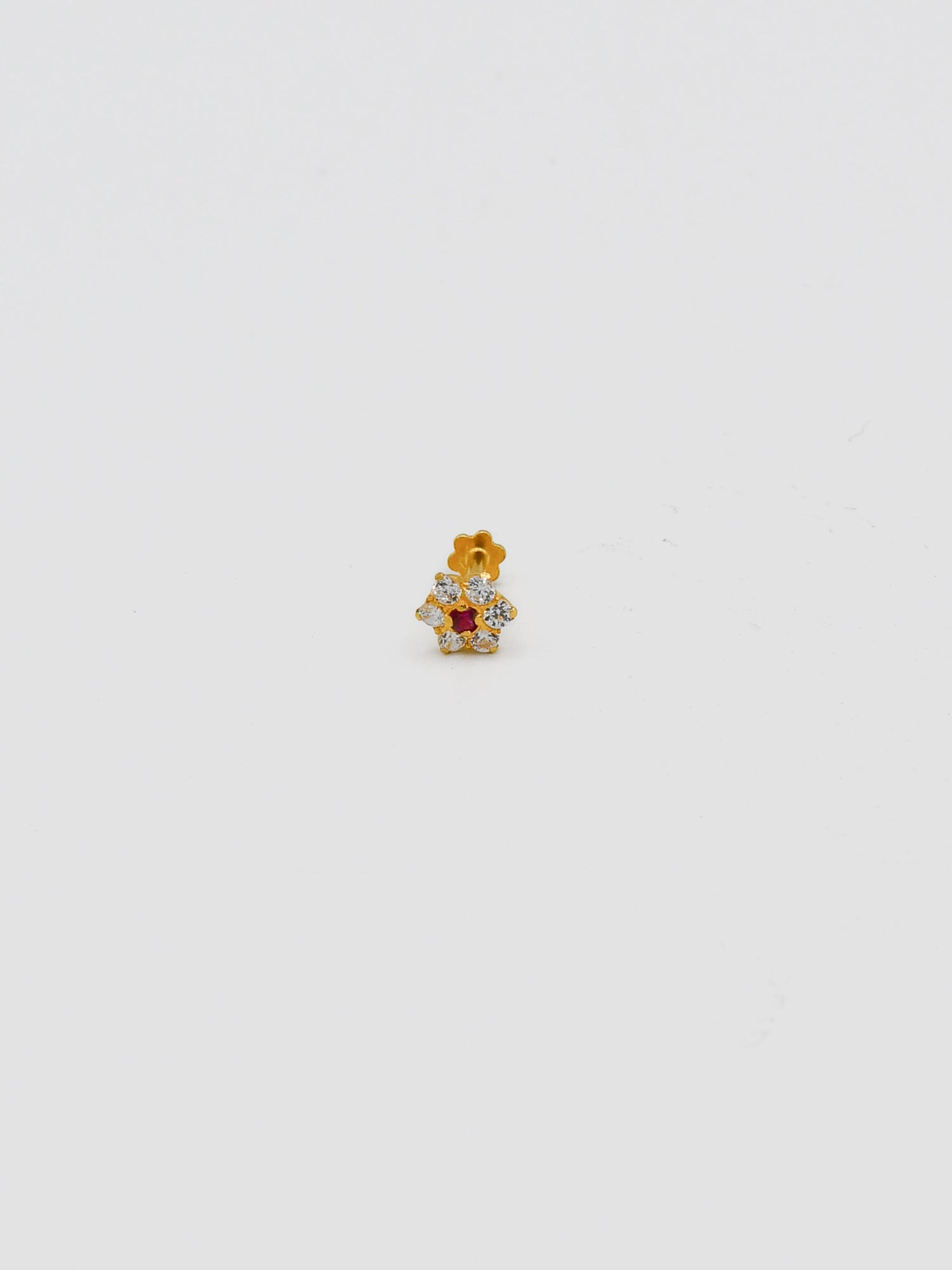 22ct Gold Pink CZ Nose Pin