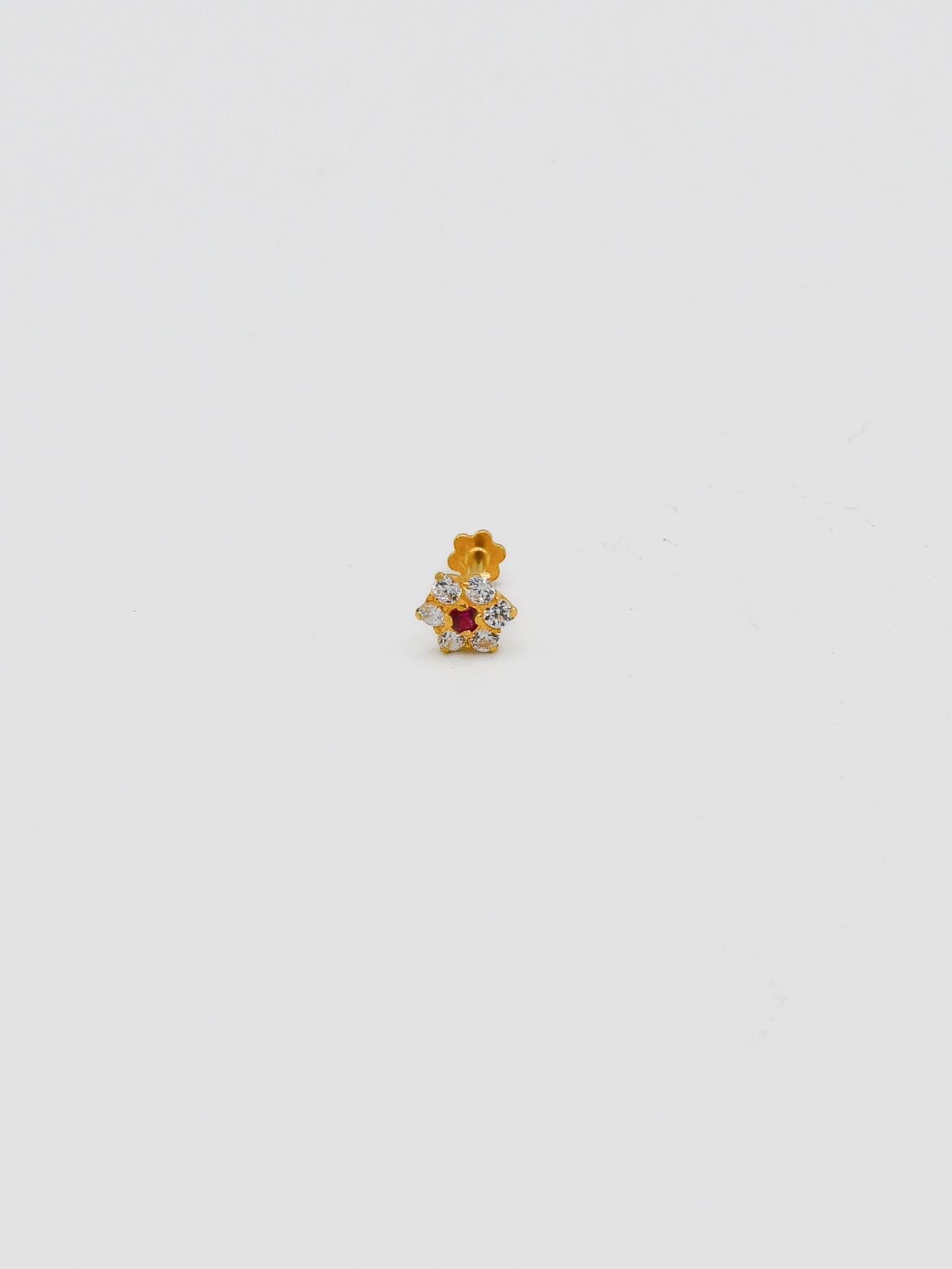 22ct Gold Pink CZ Nose Pin