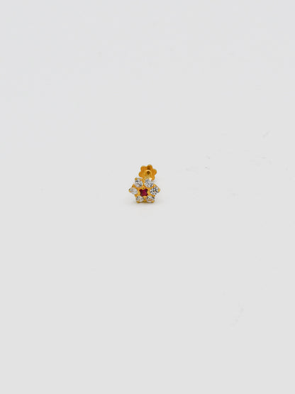 22ct Gold Pink CZ Nose Pin