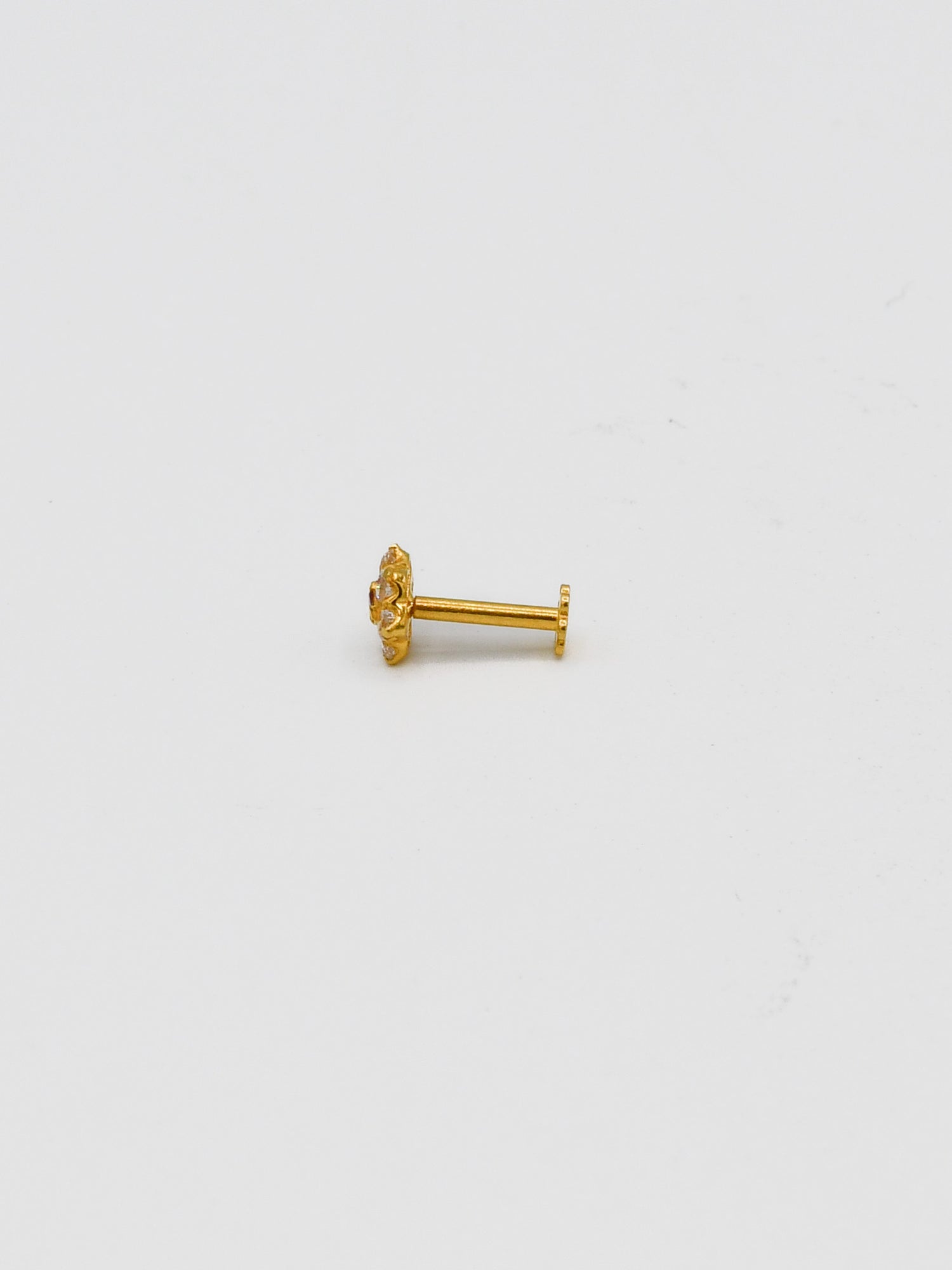 22ct Gold Pink CZ Nose Pin