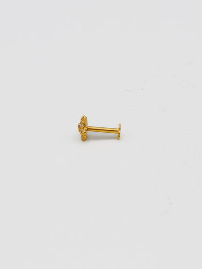 22ct Gold Pink CZ Nose Pin