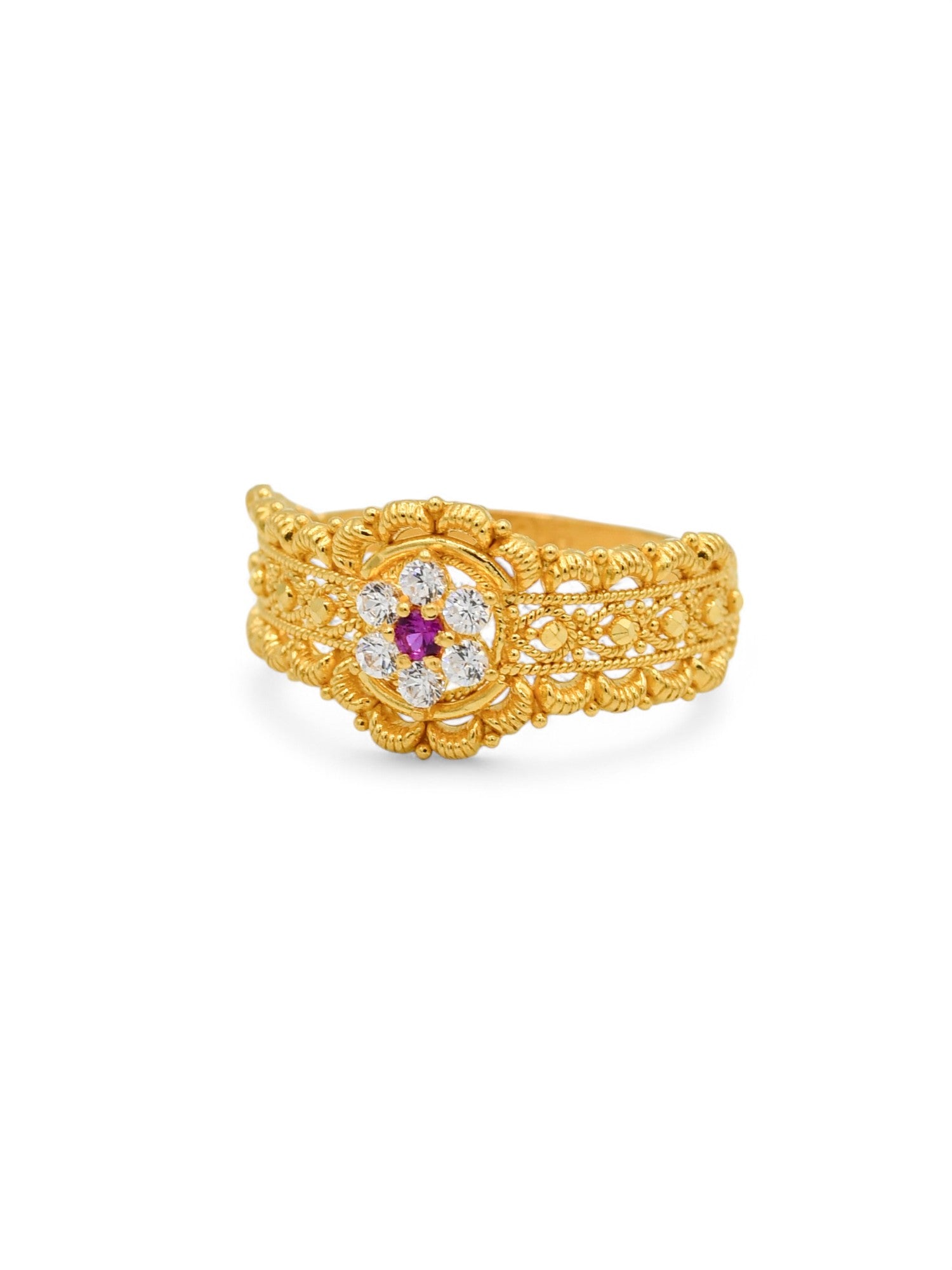 22ct Gold Pink CZ Ladies Ring