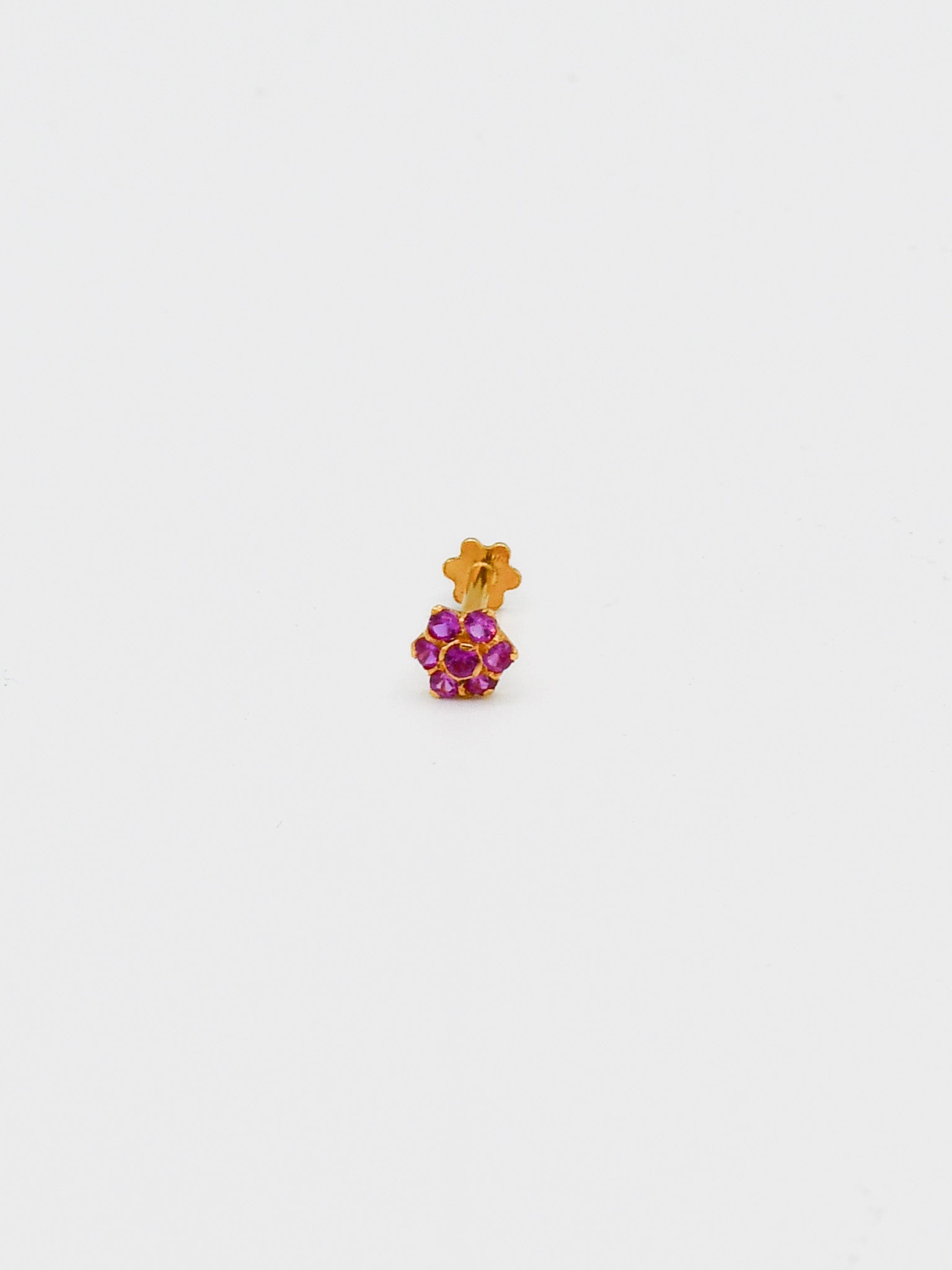 22ct Gold Pink CZ Nose Pin