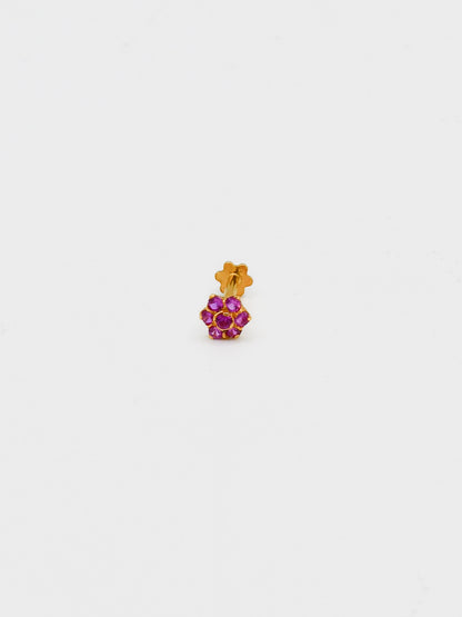 22ct Gold Pink CZ Nose Pin