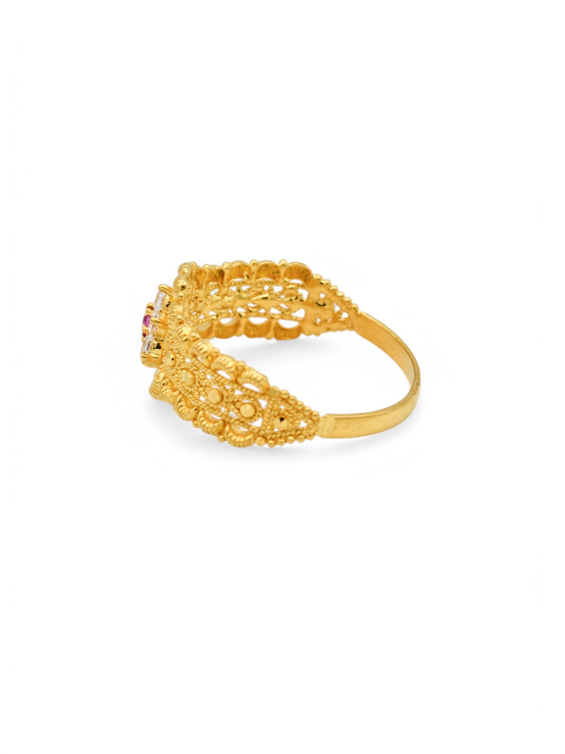 22ct Gold Pink CZ Ladies Ring