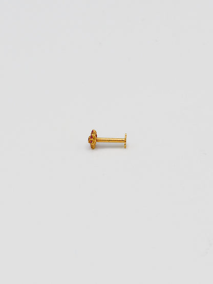 22ct Gold Pink CZ Nose Pin