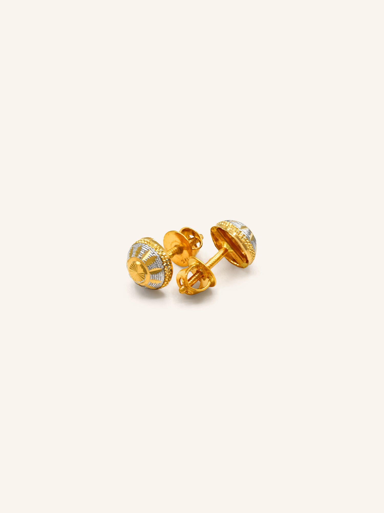 22ct Gold Two Tone Stud Earring