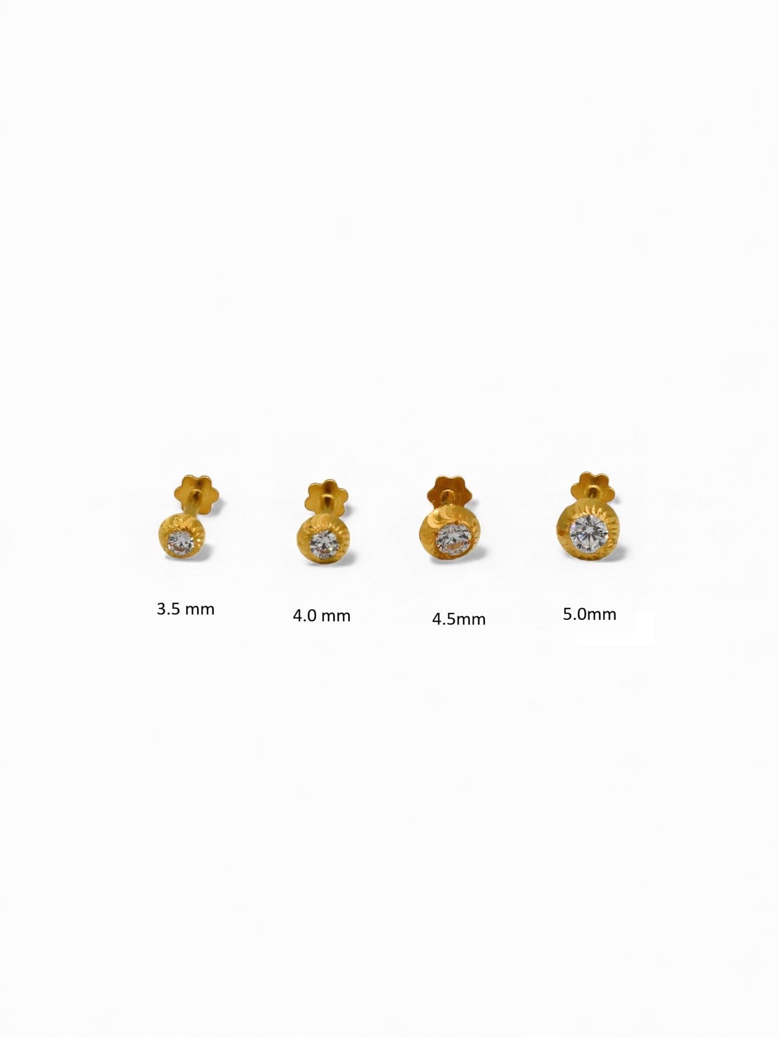 22ct Gold CZ Nose Pin 4.5 MM - Roop Darshan