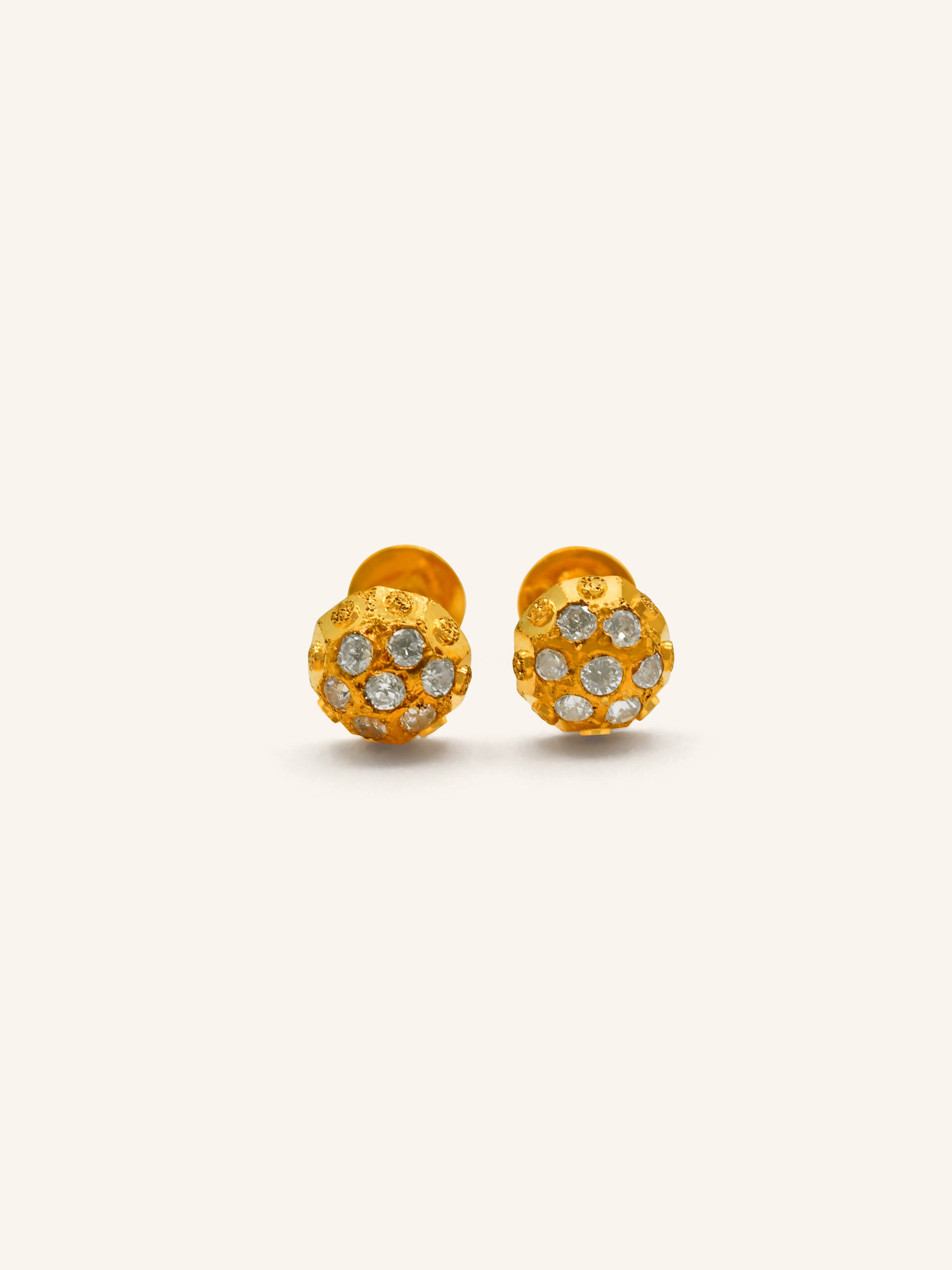 22ct Gold CZ Ball Stud Earrings