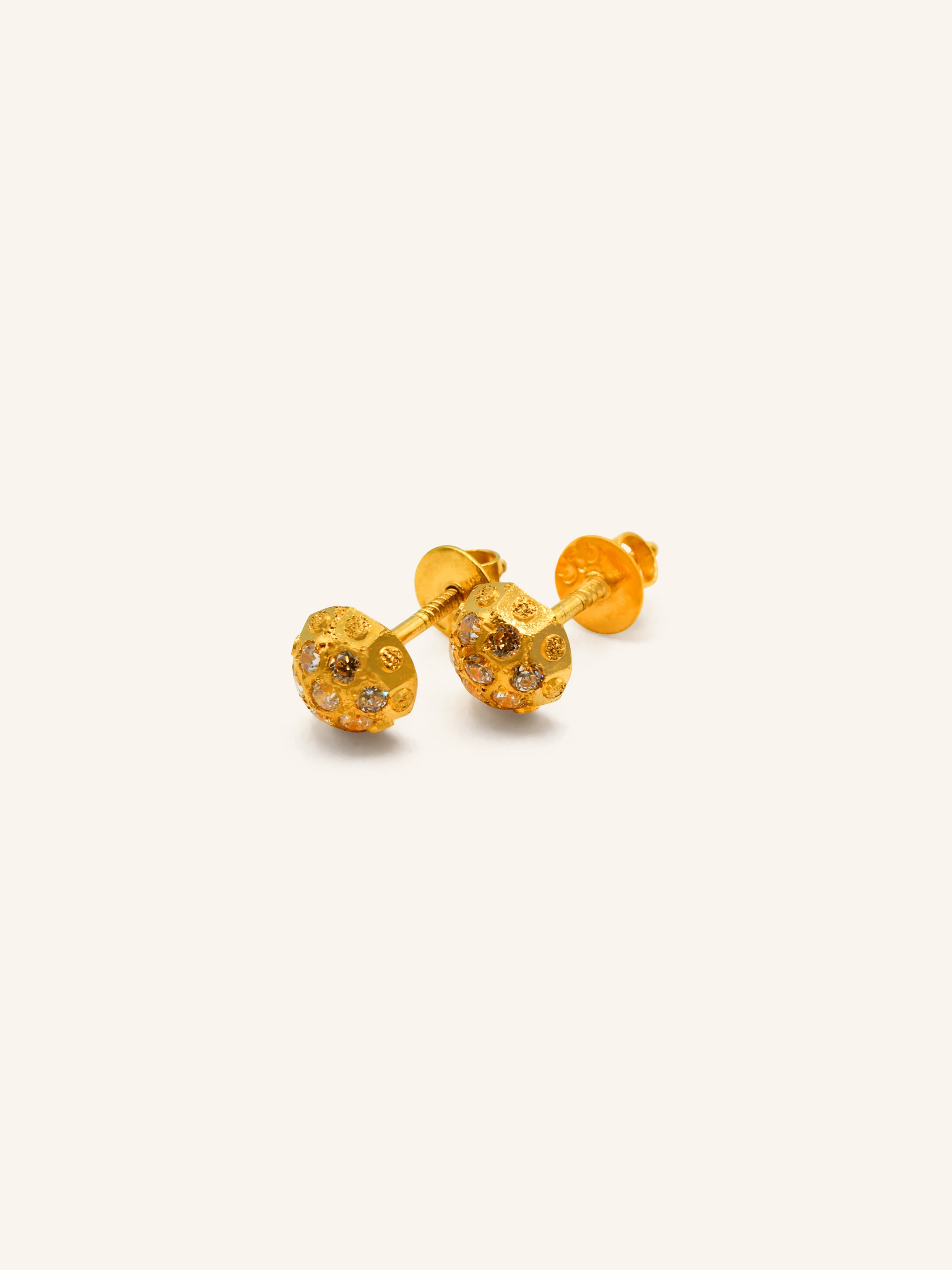 22ct Gold CZ Ball Stud Earrings