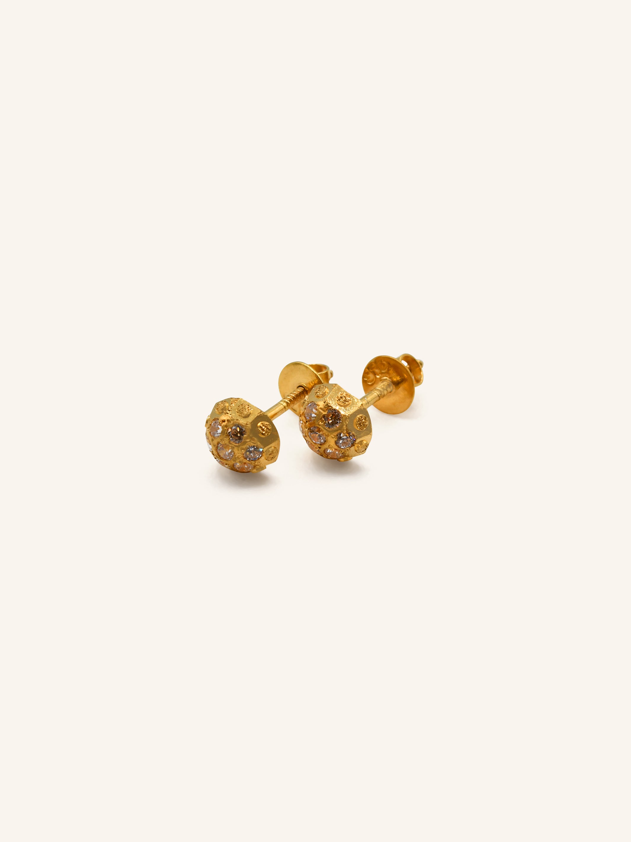 22ct Gold CZ Ball Stud Earrings 1.16 GMS - Roop Darshan
