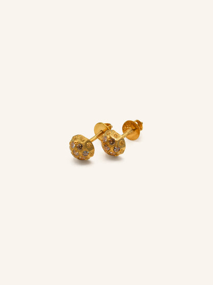 22ct Gold CZ Ball Stud Earrings 1.16 GMS - Roop Darshan
