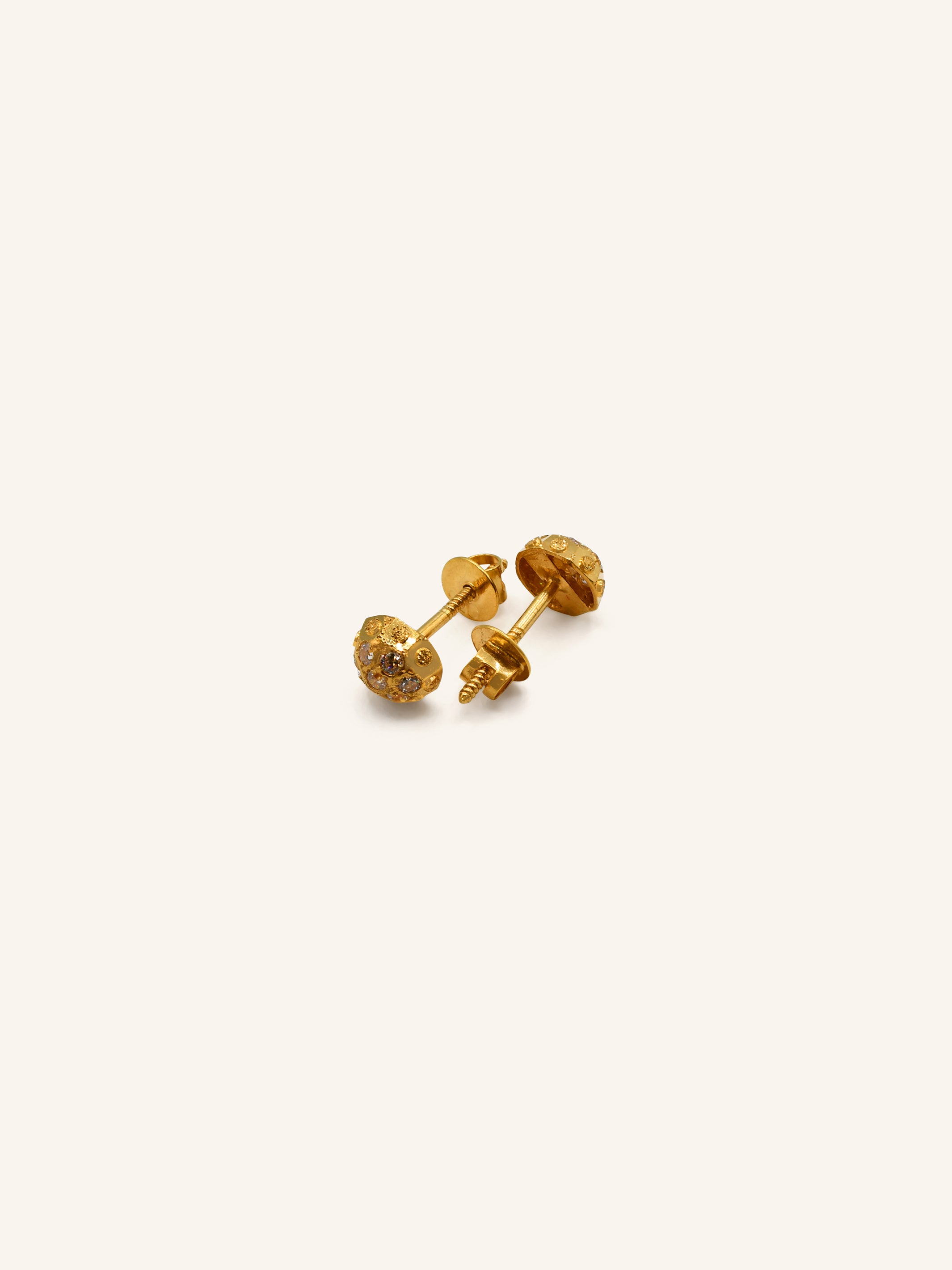 22ct Gold CZ Ball Stud Earrings 1.16 GMS - Roop Darshan