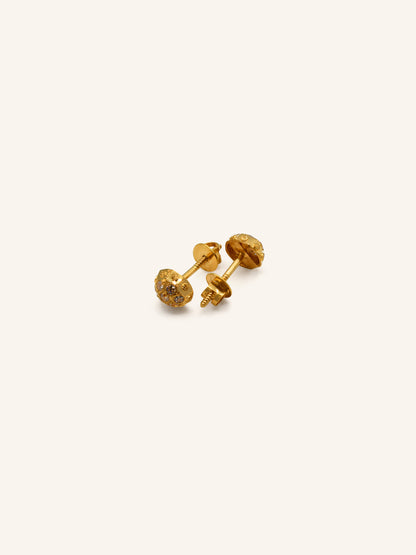 22ct Gold CZ Ball Stud Earrings 1.16 GMS - Roop Darshan