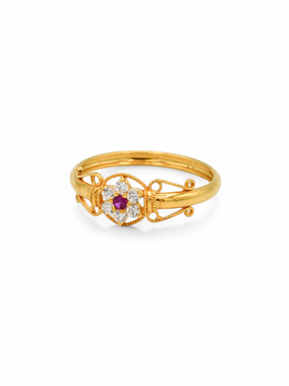 22ct Gold Pink CZ Ladies Ring