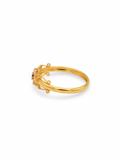 22ct Gold Pink CZ Ladies Ring