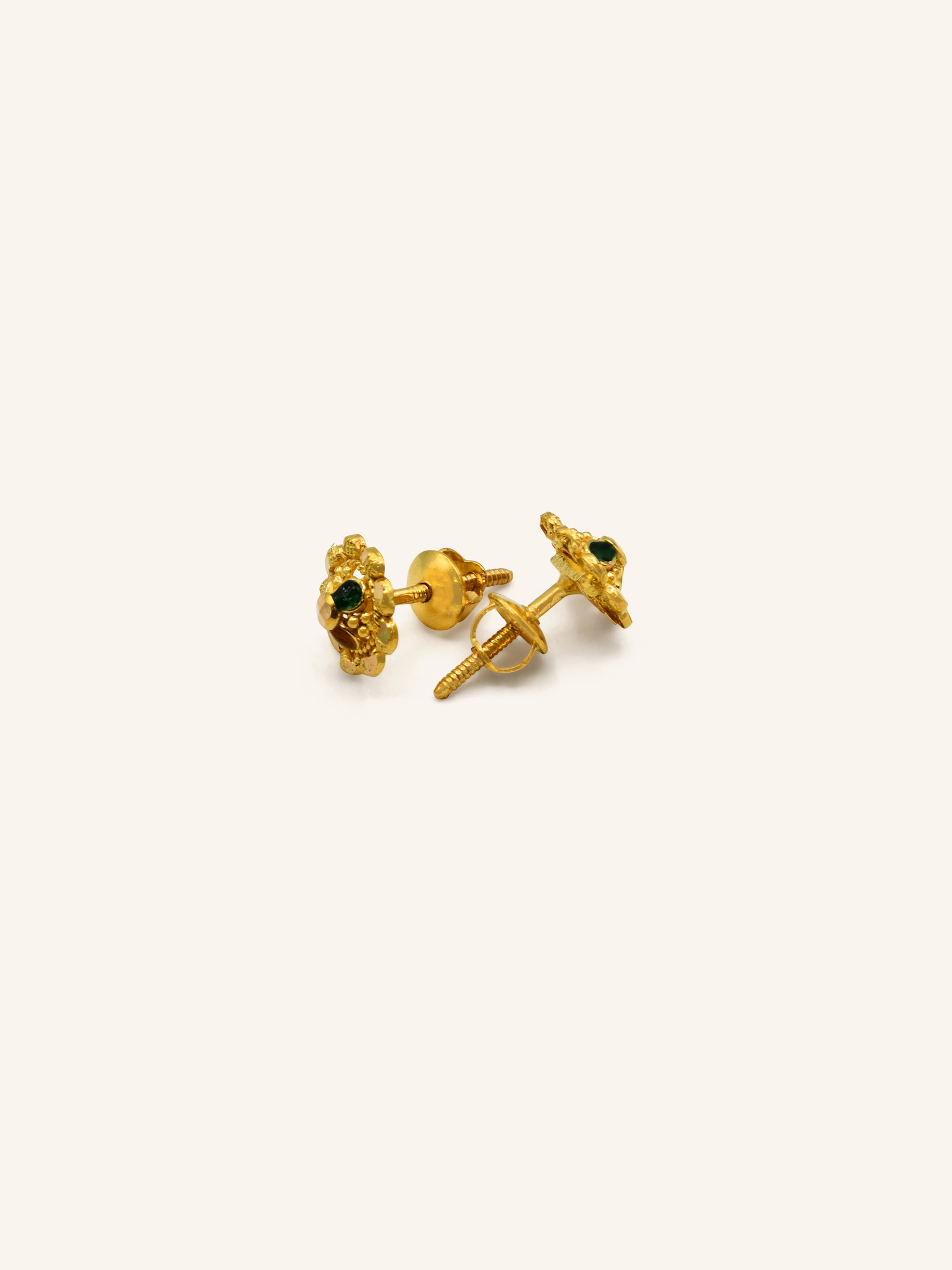 22ct Gold Minakari Stud Earrings 1.92 GMS - Roop Darshan