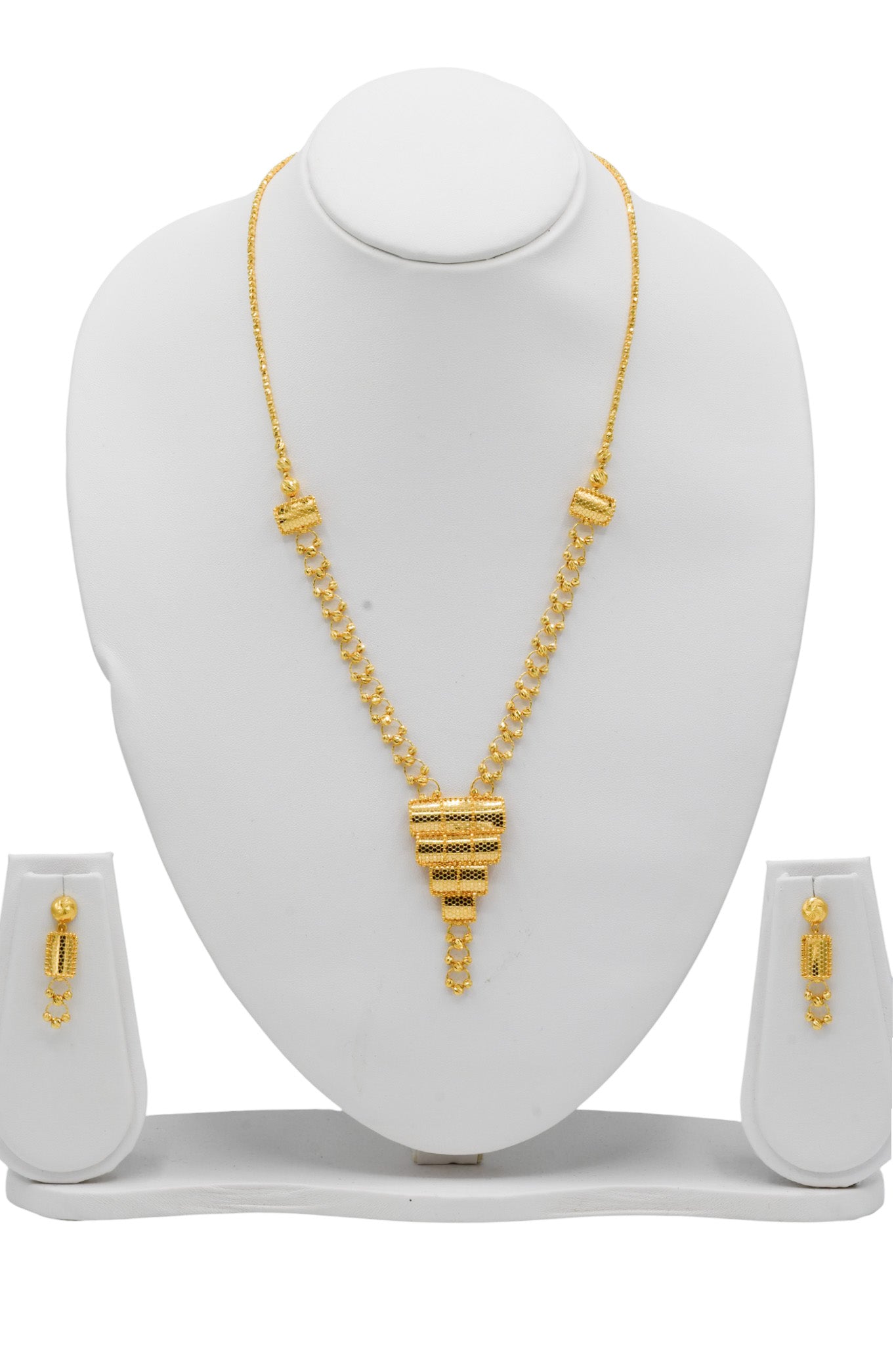 22ct Gold Long Necklace Set - Roop Darshan