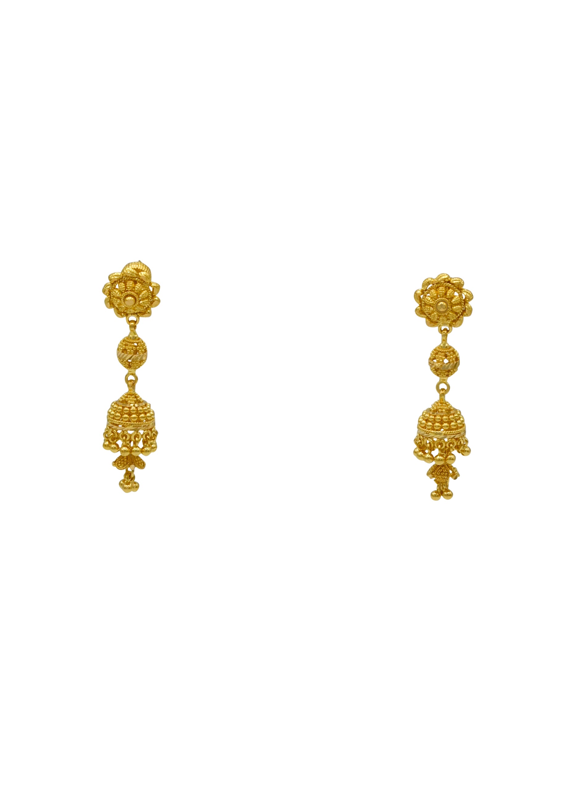22ct Gold Ball Ganga Jamna Necklace Set - Roop Darshan