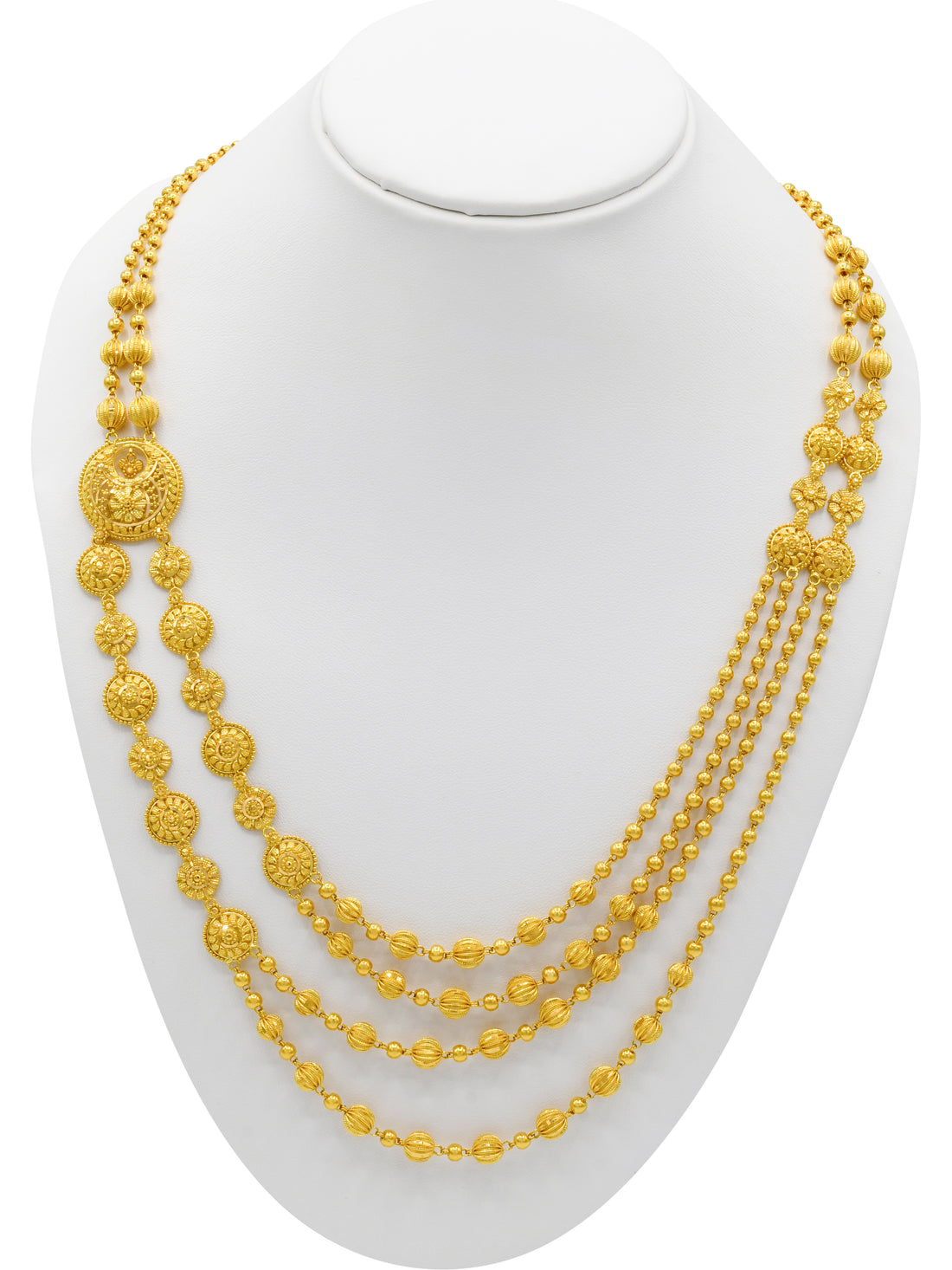 22ct Gold Ball 4 Row Fancy Chain