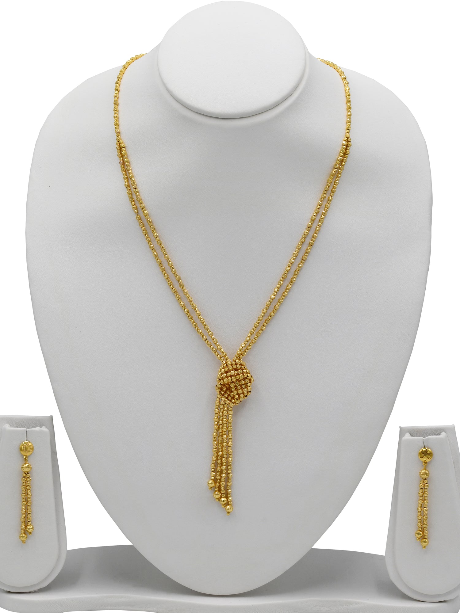22ct Gold Ball 2 Row Necklace Set