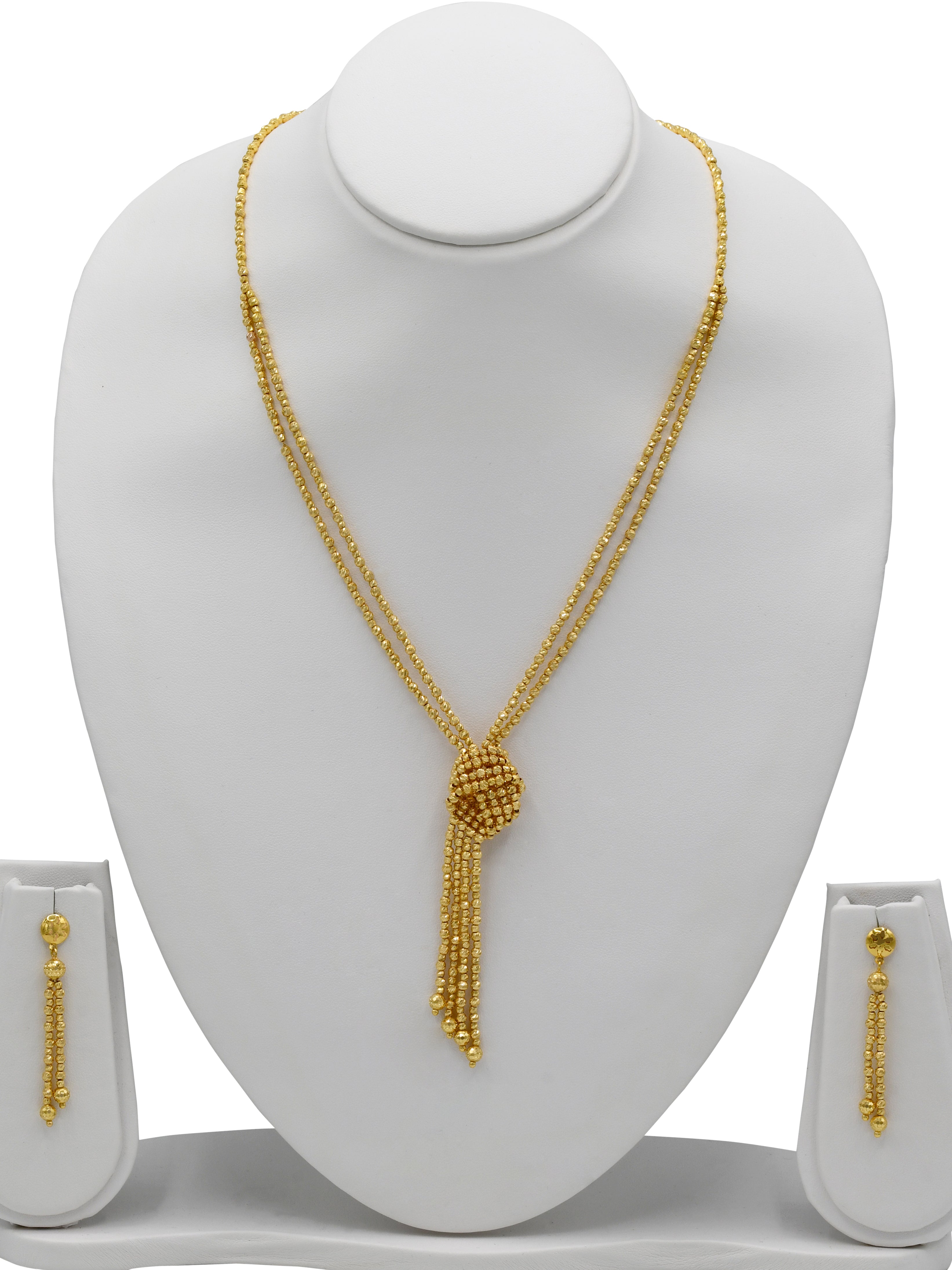 22ct Gold Ball 2 Row Necklace Set