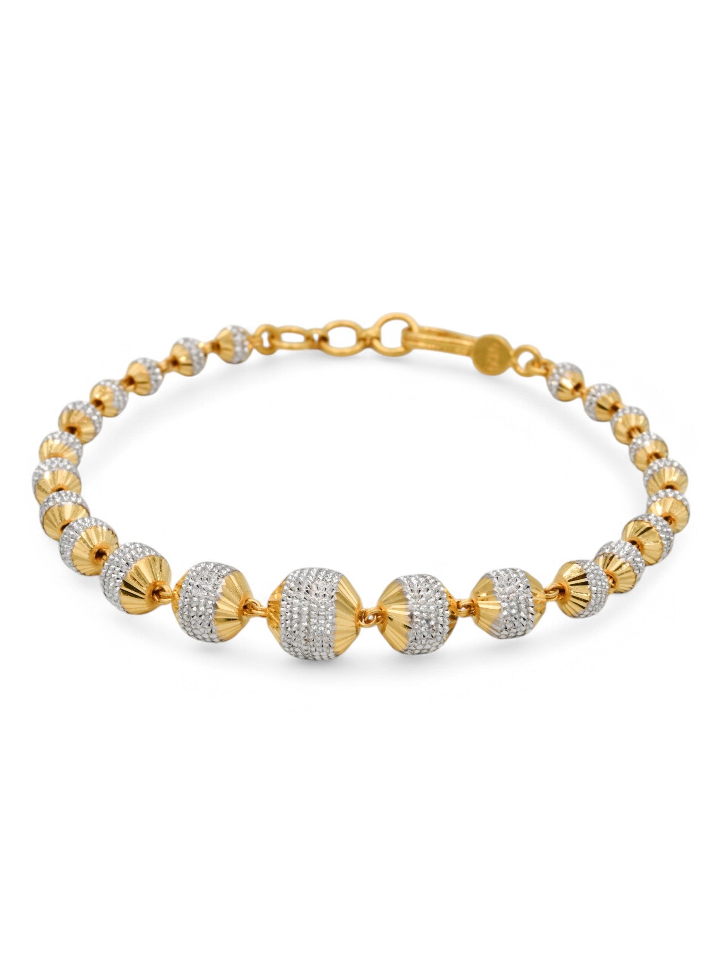 22ct Gold Two Tone Ball Ladies Bracelet