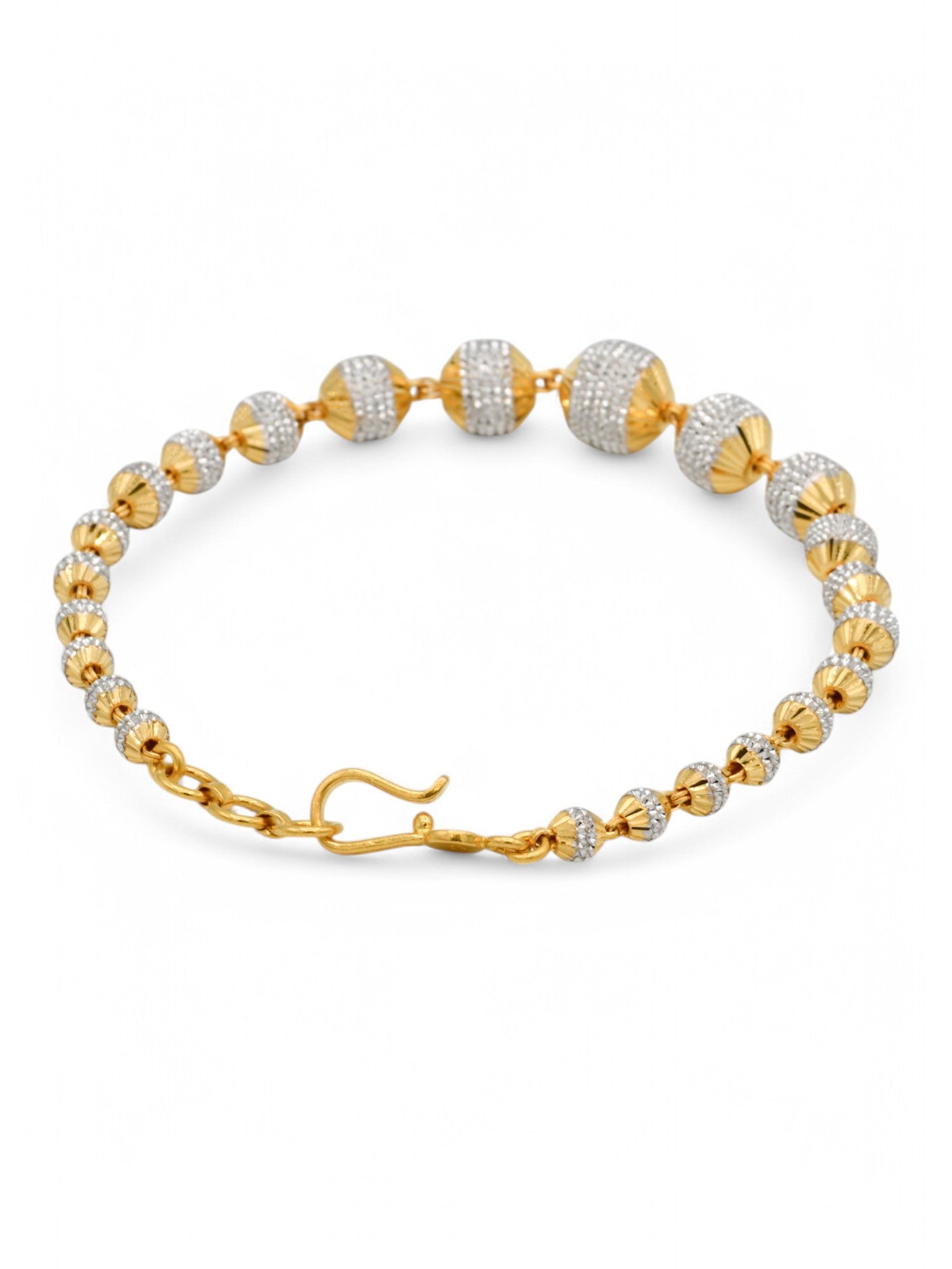 22ct Gold Two Tone Ball Ladies Bracelet