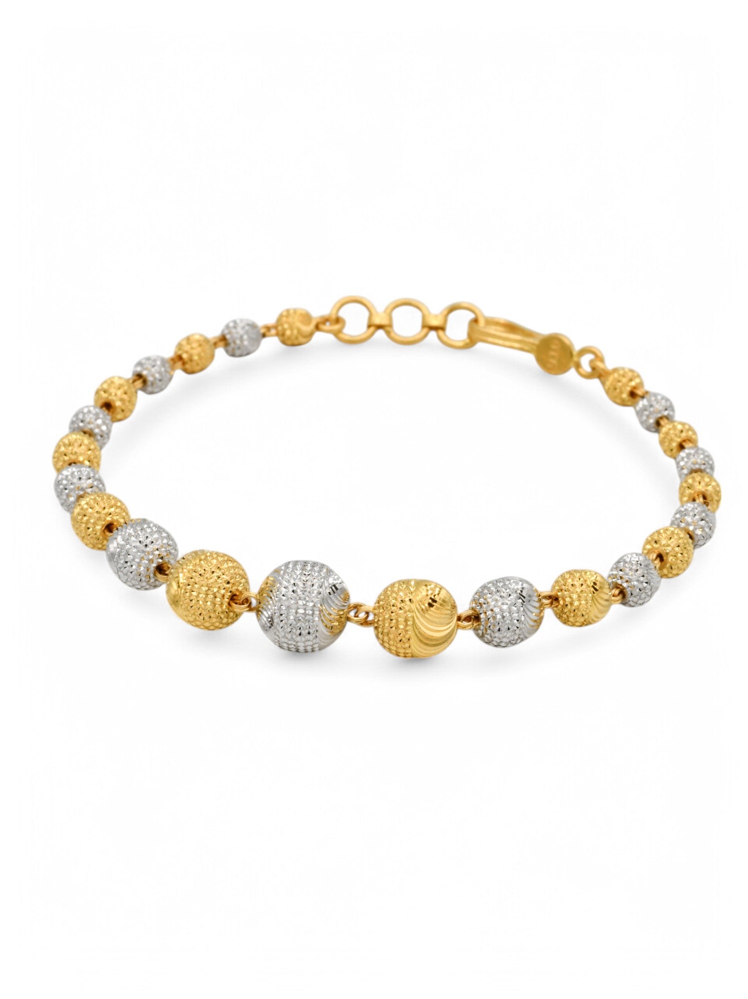 22ct Gold Two Tone Ball Ladies Bracelet