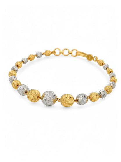 22ct Gold Two Tone Ball Ladies Bracelet