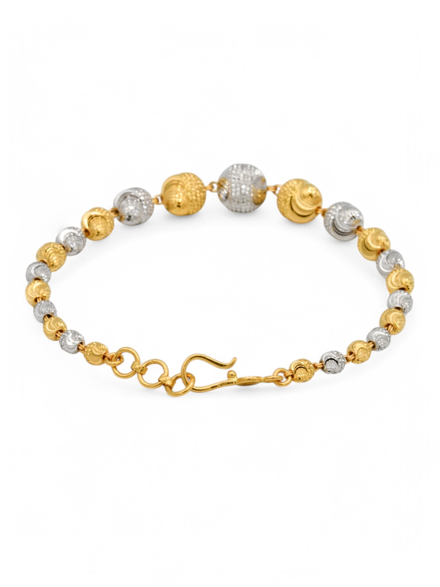 22ct Gold Two Tone Ball Ladies Bracelet