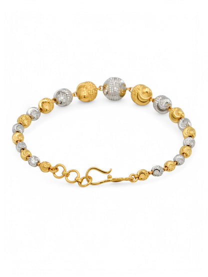22ct Gold Two Tone Ball Ladies Bracelet