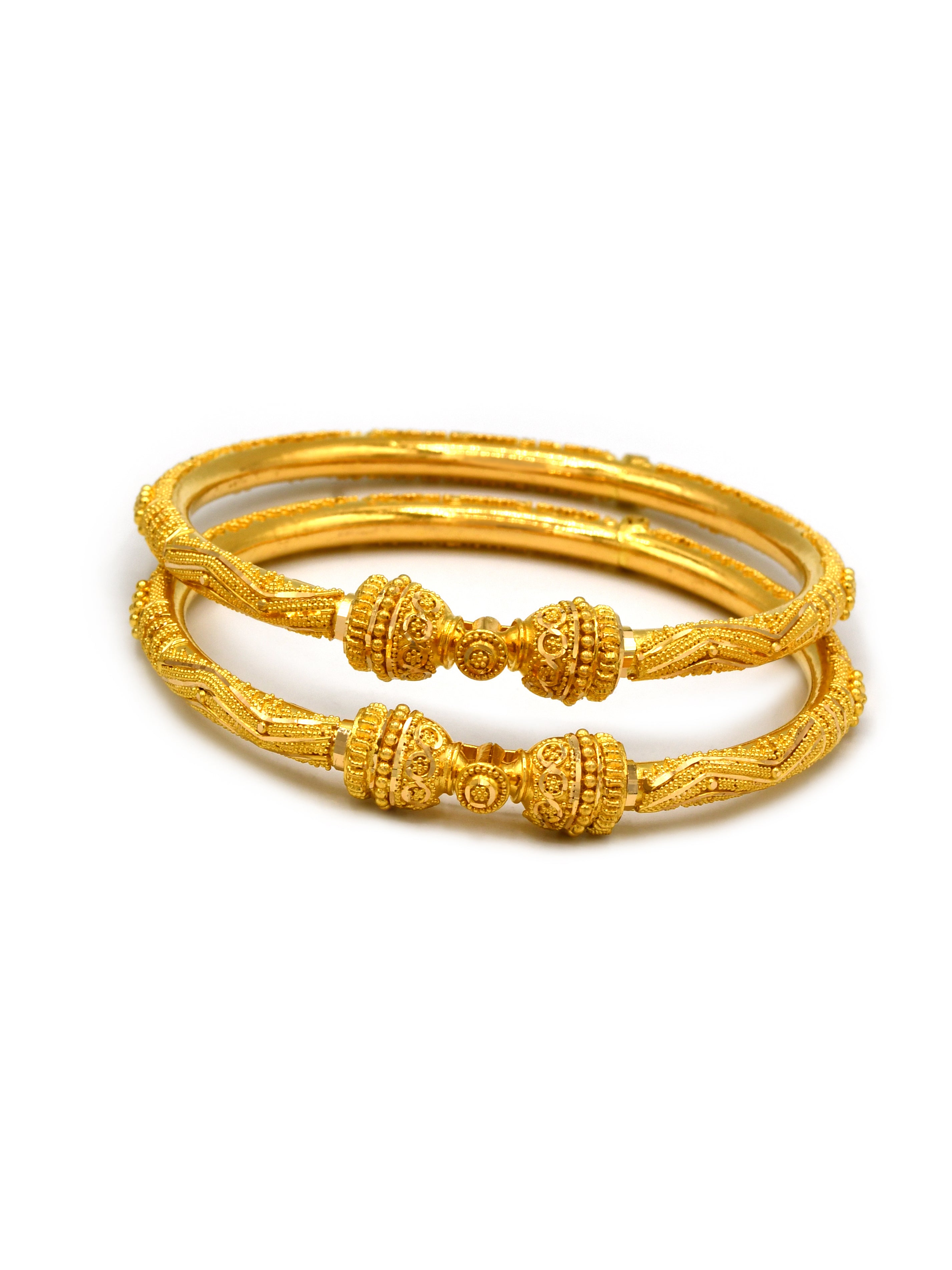 22ct Gold Pair Screw Bangle - Roop Darshan