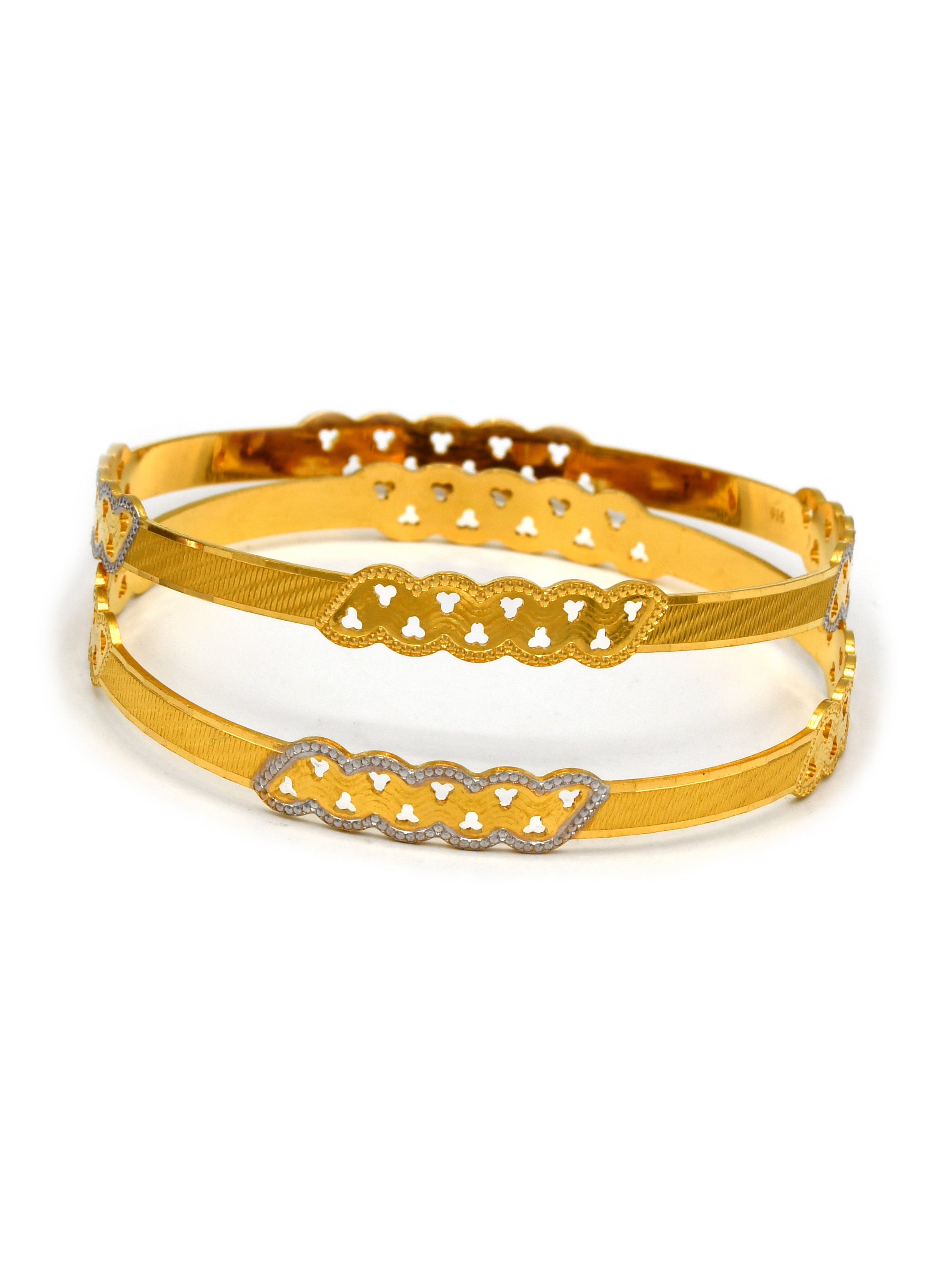 22ct Gold Two Tone Pair Bangle - Roop Darshan