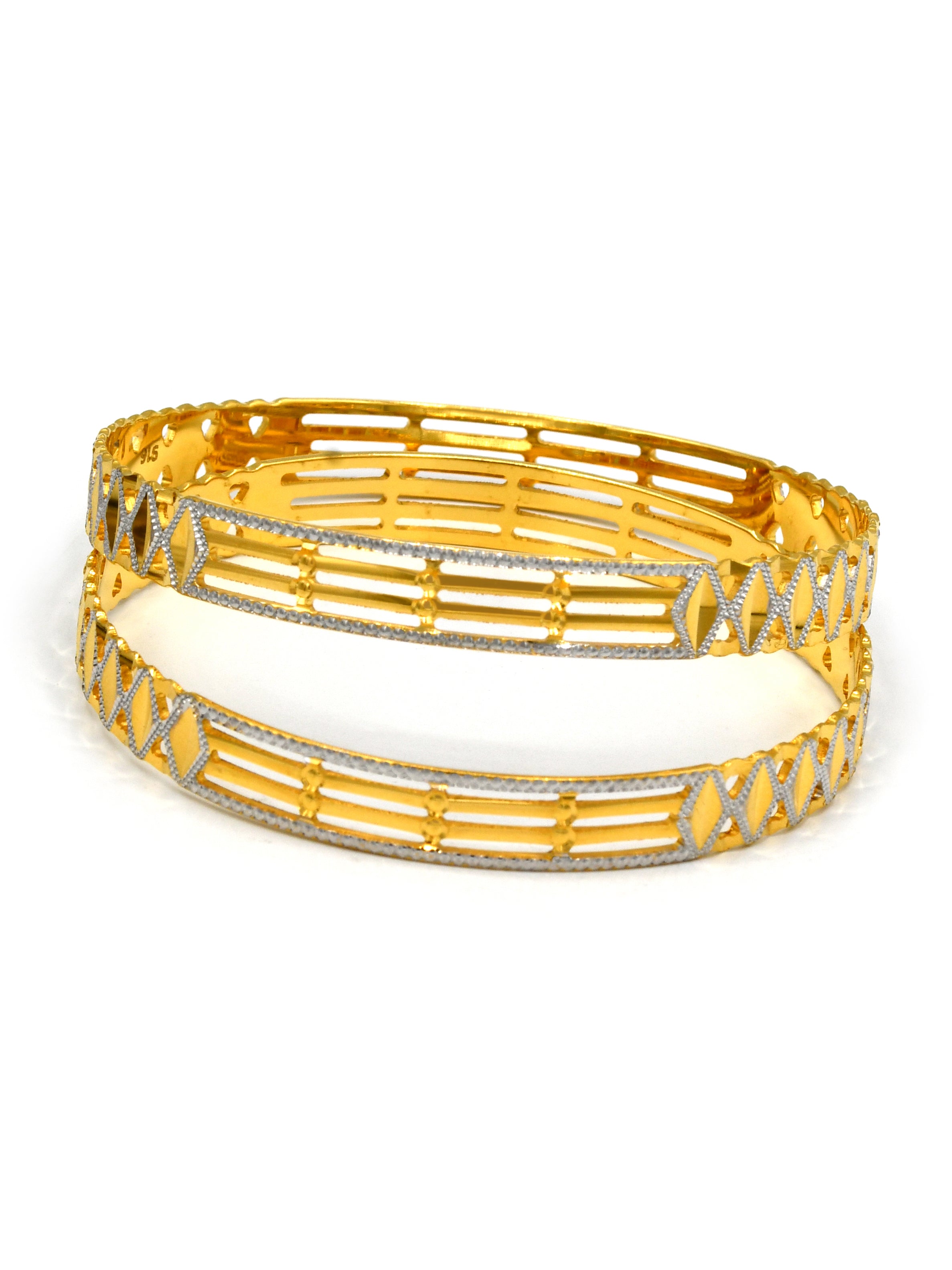 22ct Gold Two Tone Pair Bangle - Roop Darshan