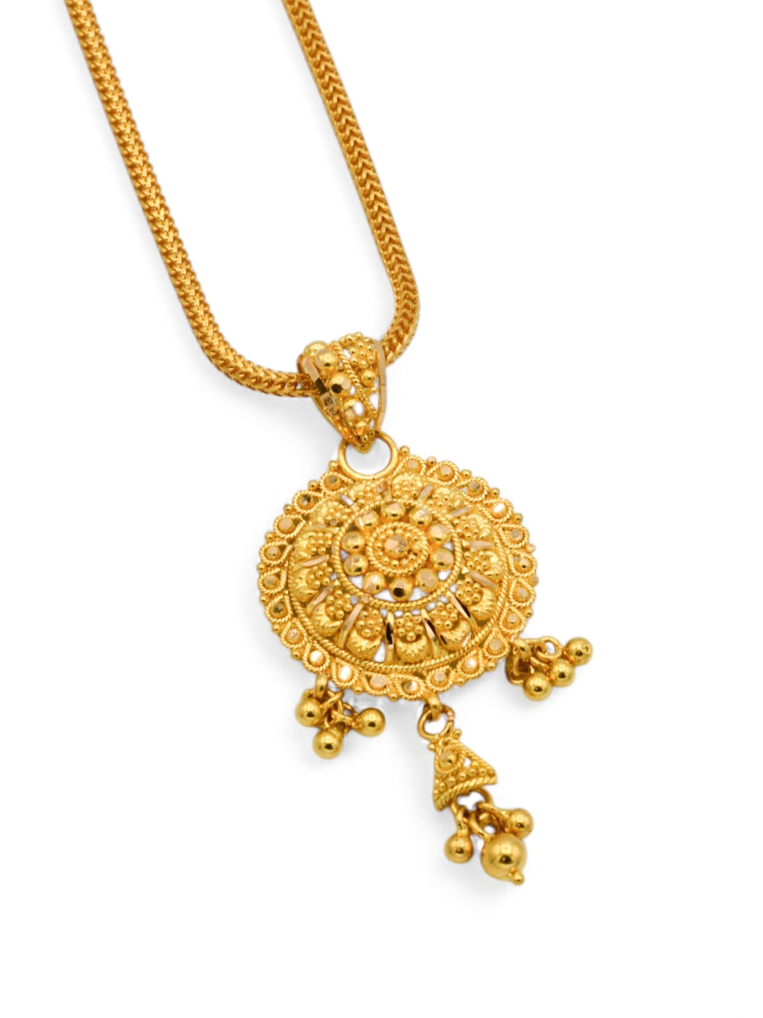 22ct Gold Round Filigree Pendant