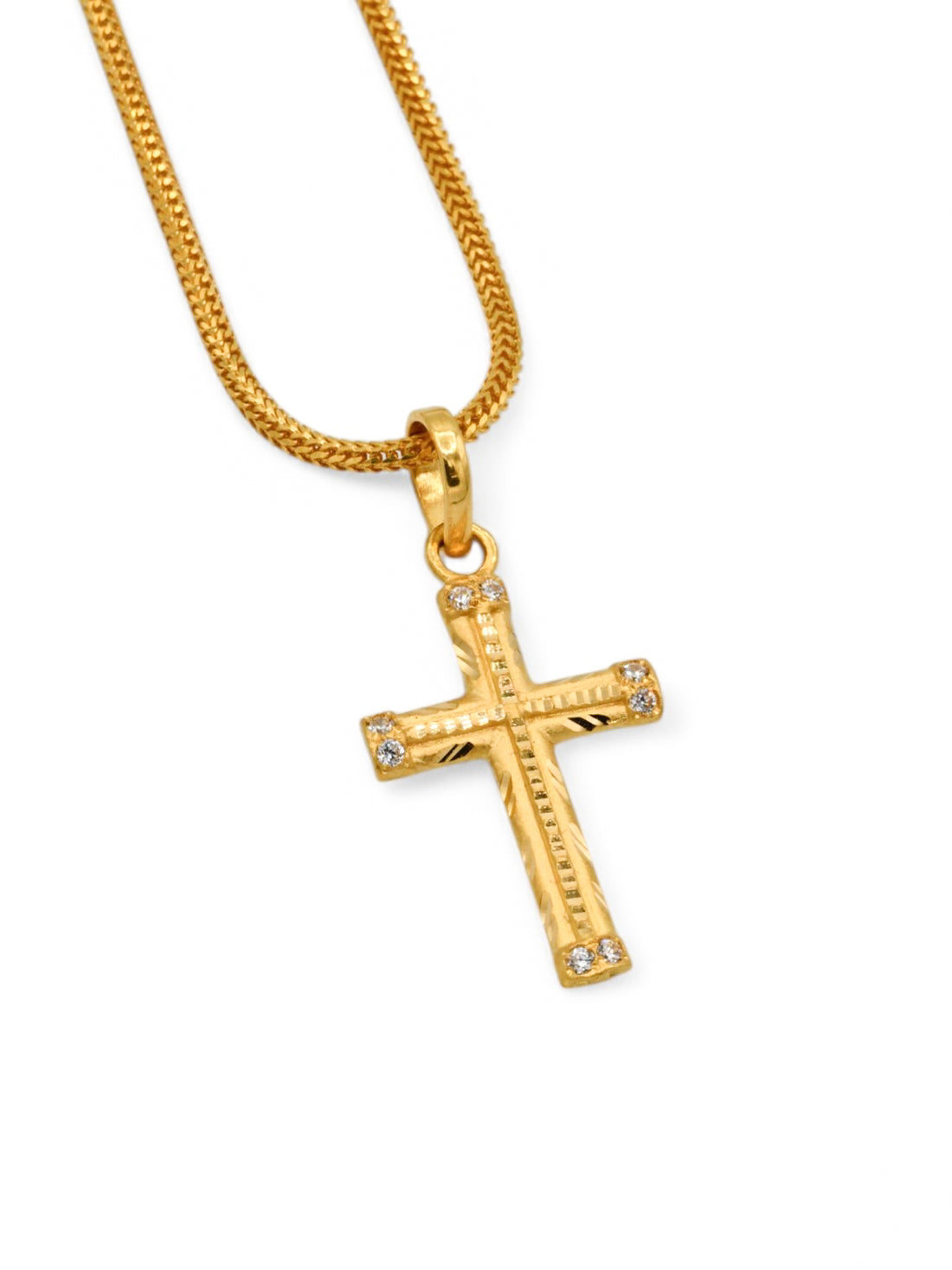 22ct Gold CZ Cross Pendant