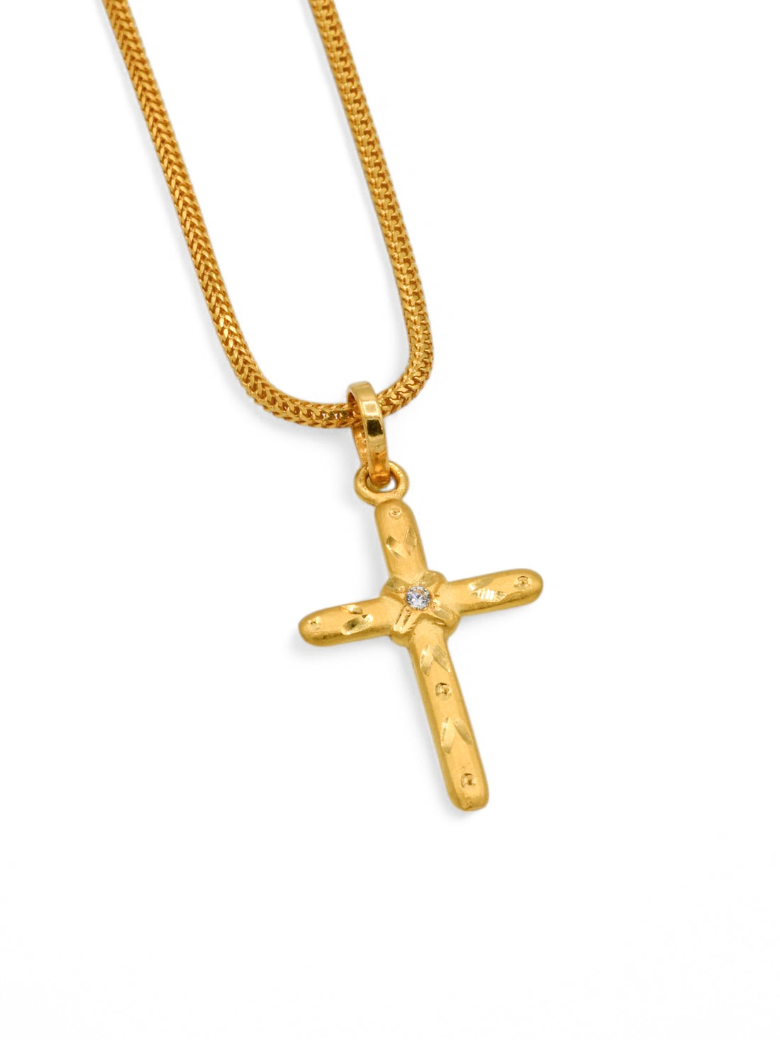 22ct Gold CZ Cross Pendant