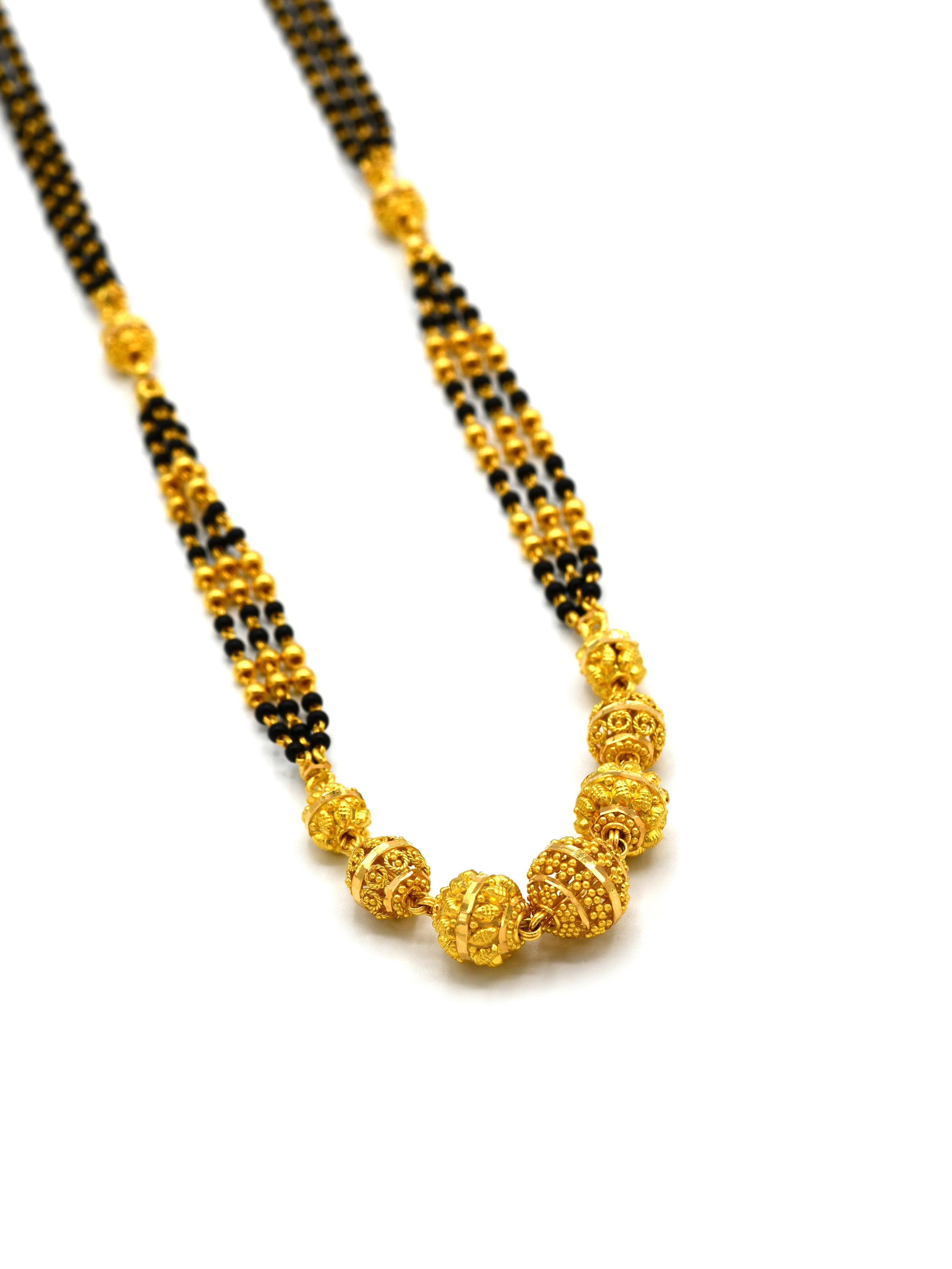 22ct Gold 3 Row Ball Long Mangal Sutra - Roop Darshan