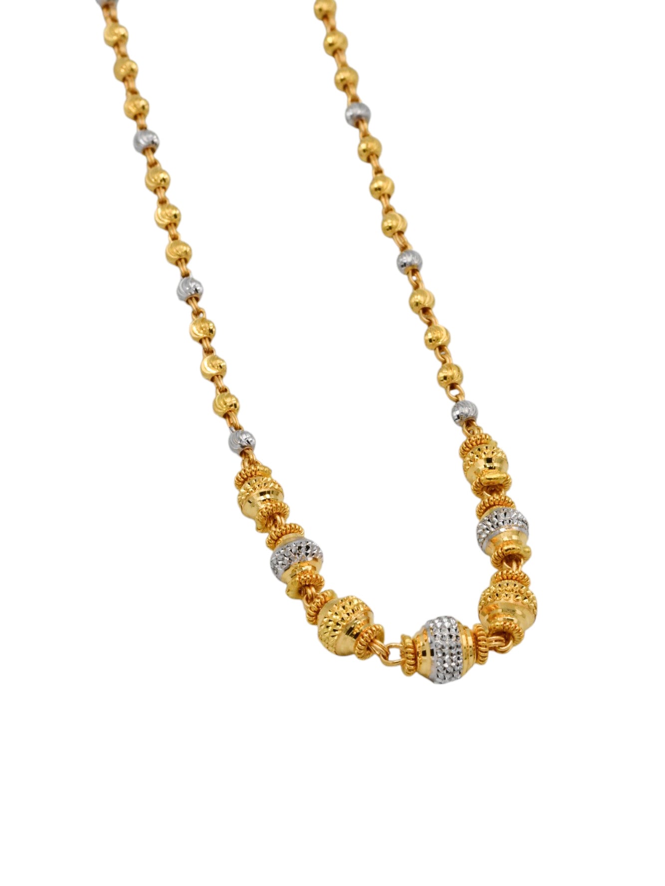 22ct Gold Two Tone Ball Fancy Chain – Roop Darshan