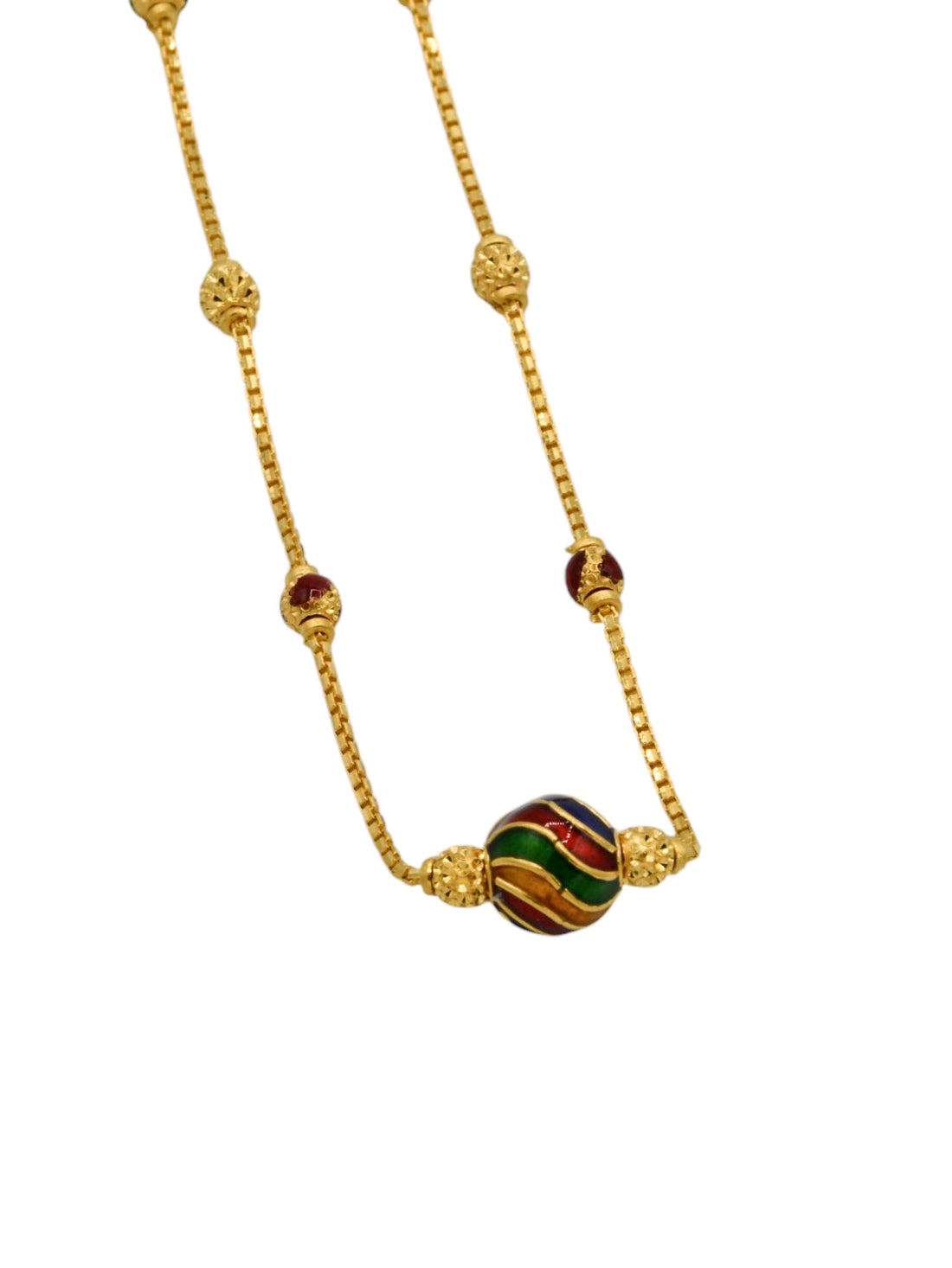 22ct Gold Minakari Ball Fancy Chain